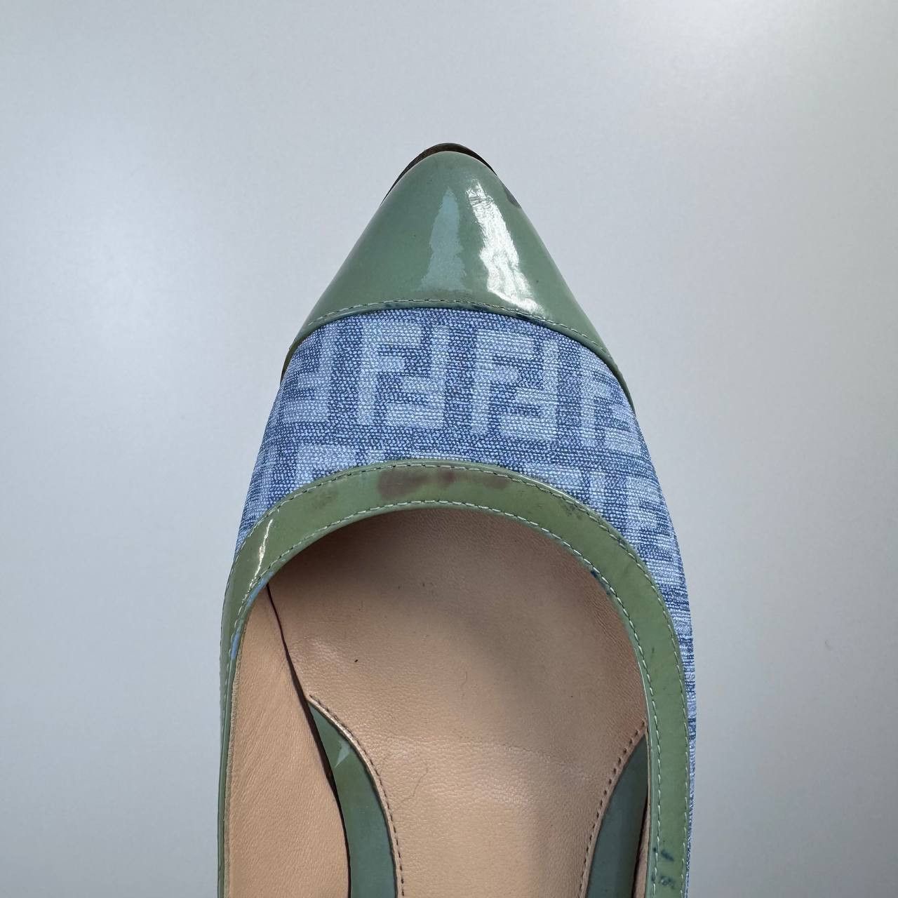 Fendi Fendi FF Logo Pumps Heels Womens Denim Leather Size 37.5 Size US 7 / IT 37 - 10 Thumbnail