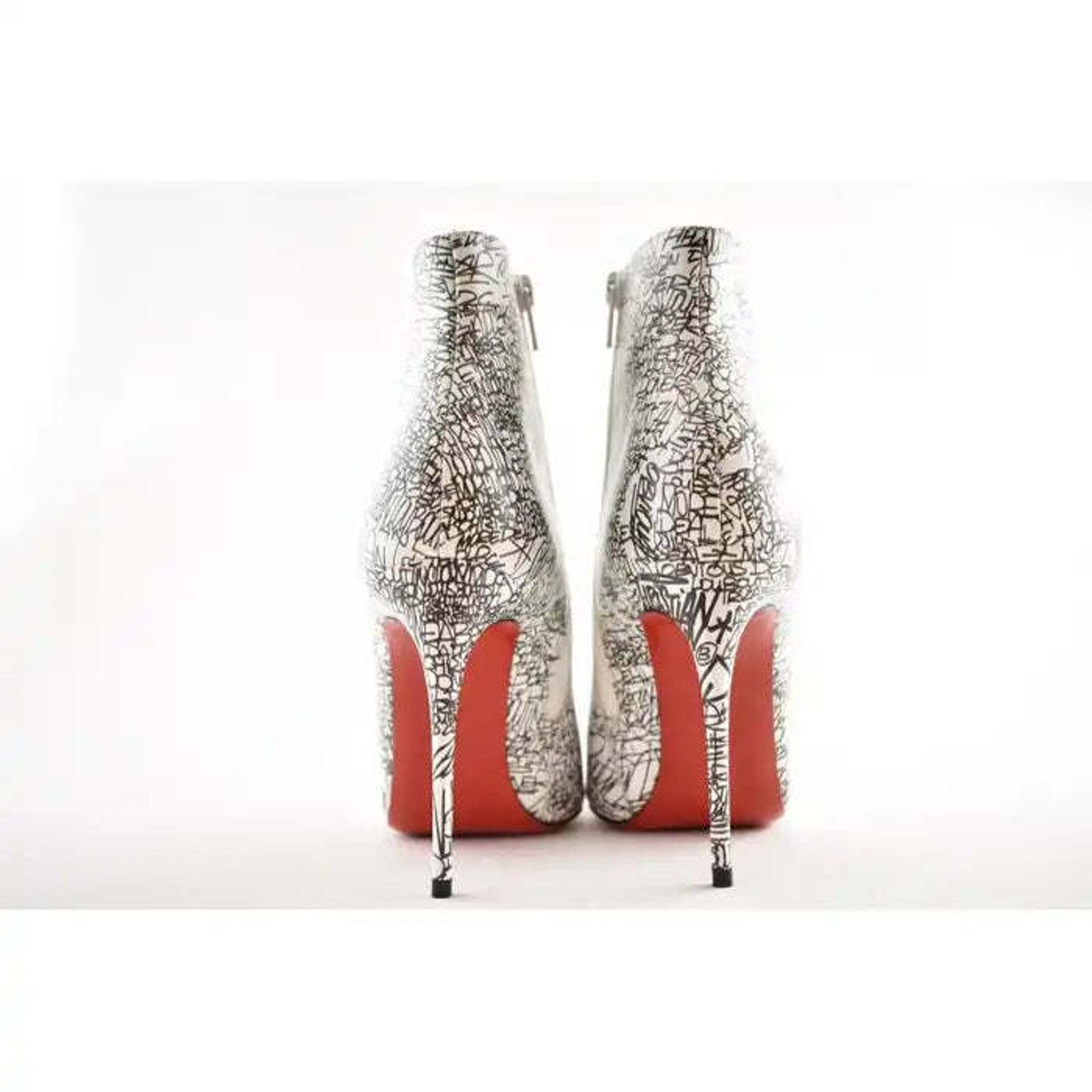 Christian Louboutin Christian Louboutin So Kate Booty 100 Black White Caligraf Size US 5.5 / IT 35.5 - 11 Thumbnail