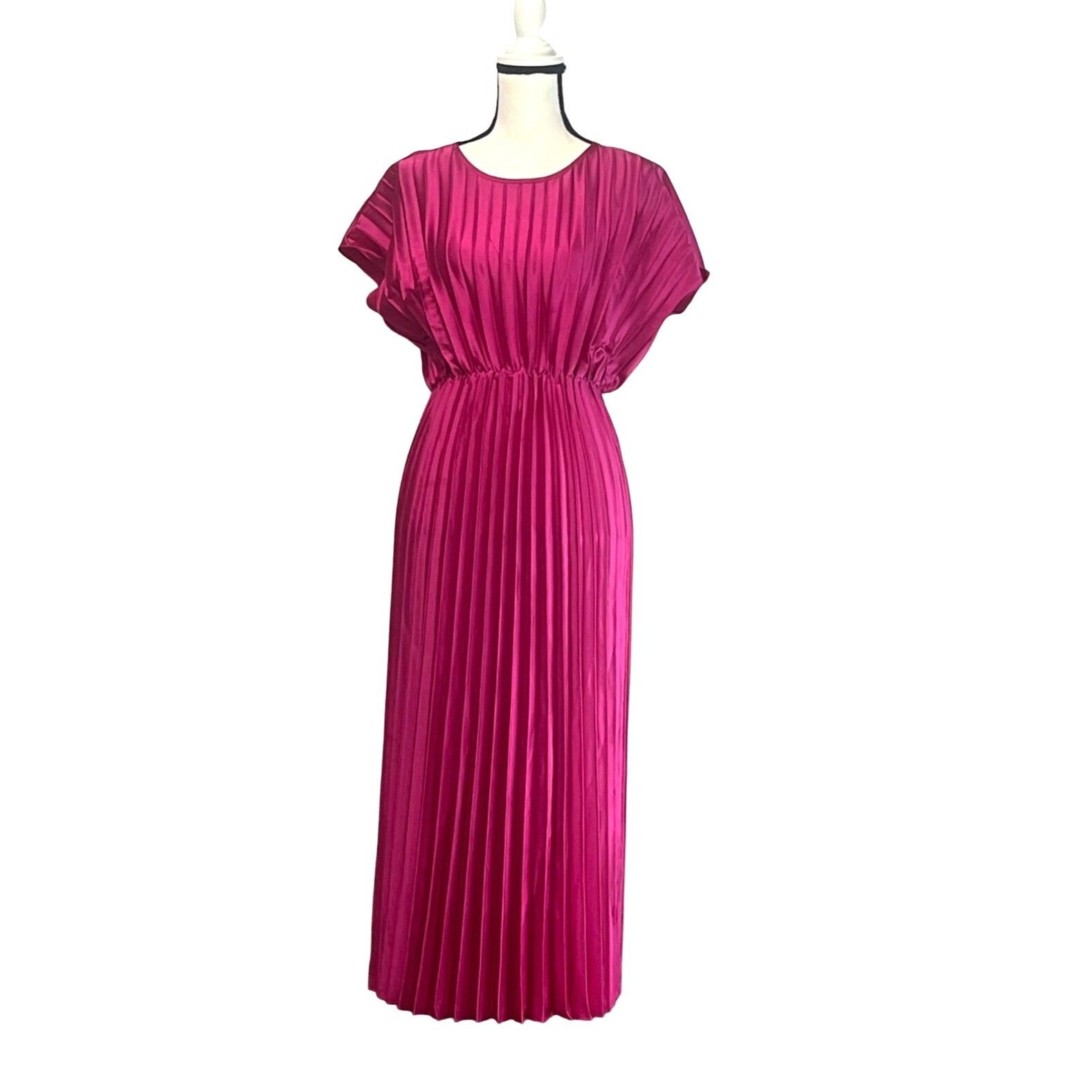 Other Lush Cap Sleeve Pleated Satin Midi Dress, Pink, XS Size XS / US 0-2 / IT 36-38 - 2 Thumbnail