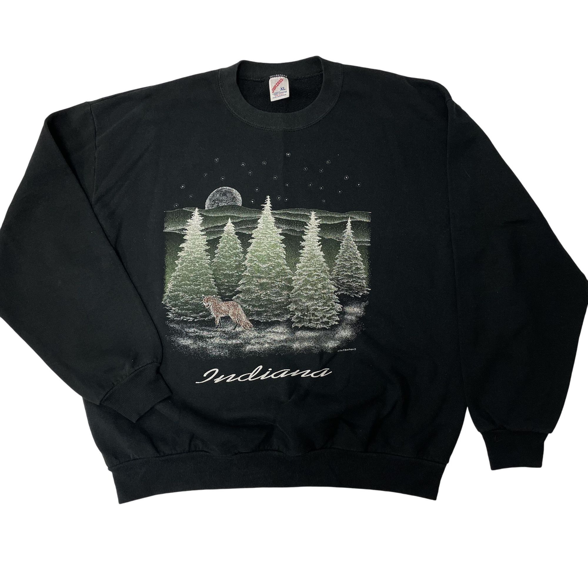 Russell Athletic Vtg Black Sweatshirt Indiana SNOWY MOUNTAIN Star Fox Size US XL / EU 56 / 4 - 1 Thumbnail