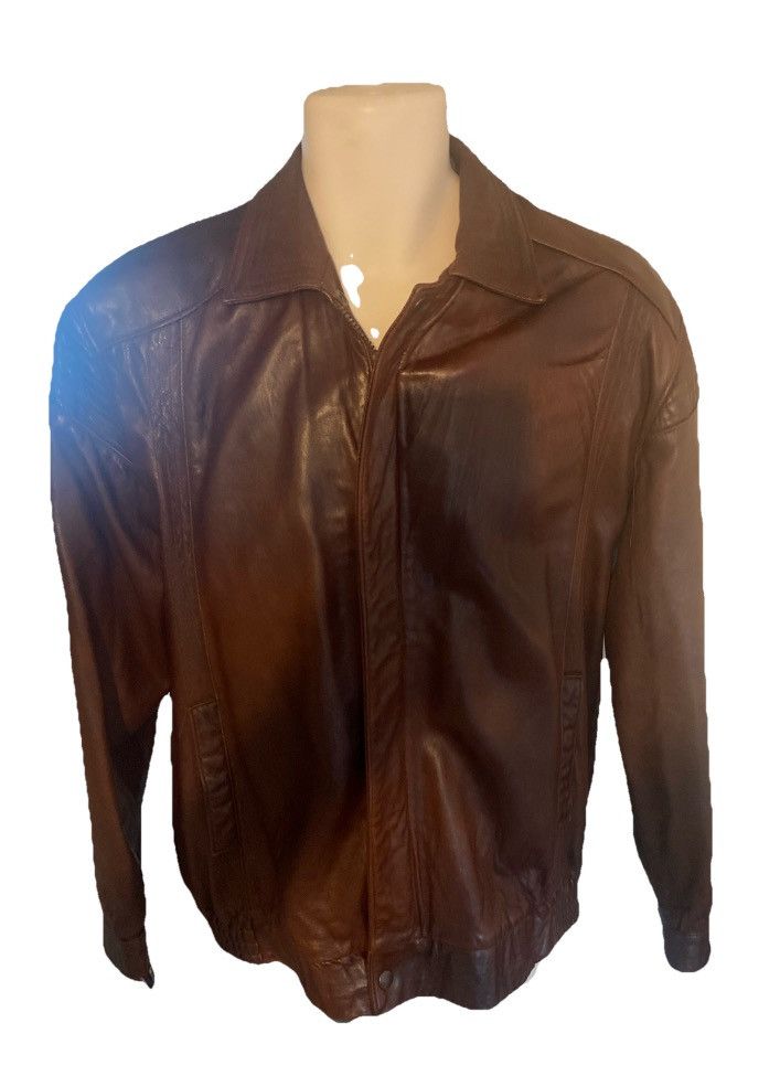 The Unbranded Brand 80s Brown leather bomber jacket L Made In England RARE Size US L / EU 52-54 / 3 - 1 Thumbnail