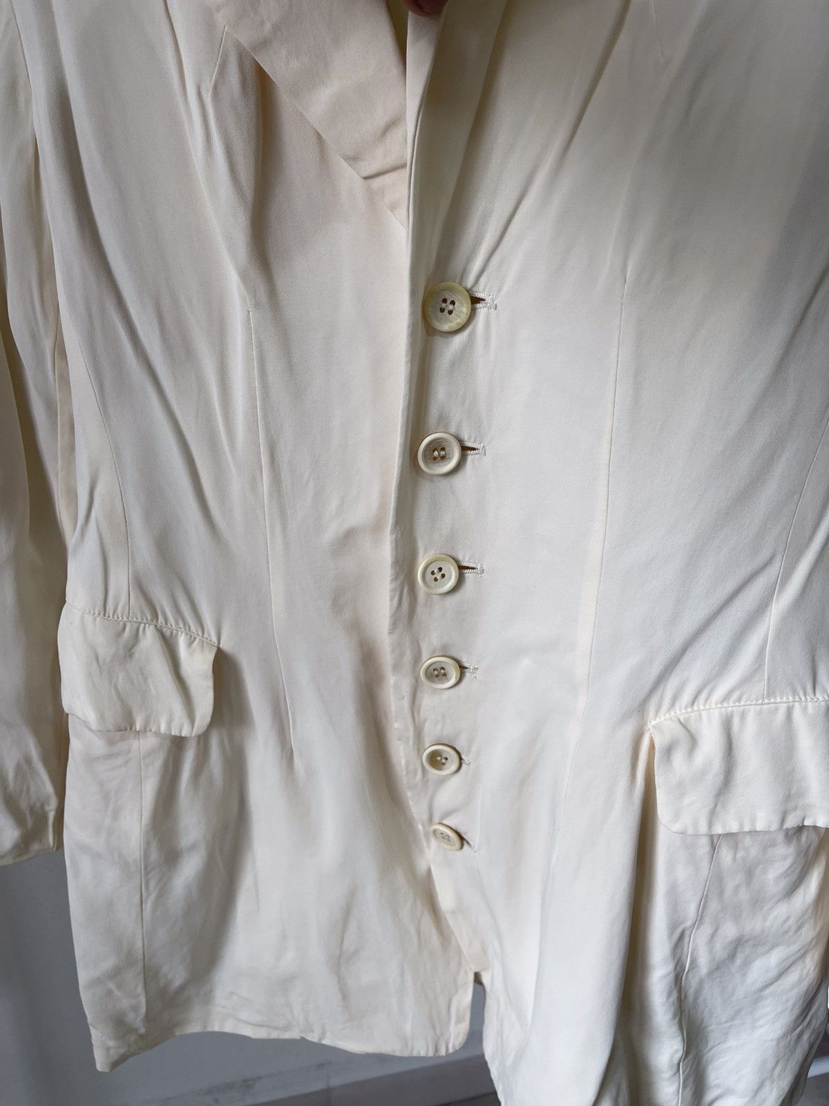 Y's × Yohji Yamamoto 80s Yohji Yamamoto Y’S white Cream Blazer Size M / US 6-8 / IT 42-44 - 6 Thumbnail