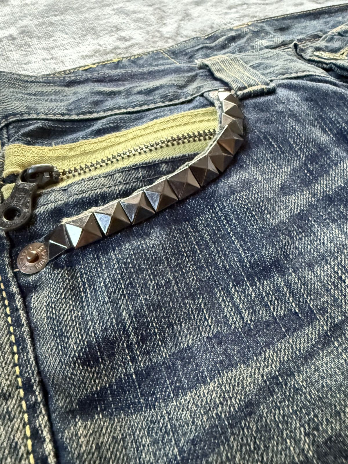 If Six Was Nine Edwin Japan 503 Studded Mud Wash Spiral Flared Jeans Size US 28 / EU 44 - 5 Thumbnail