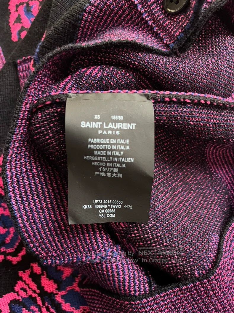Saint Laurent Paris Saint Laurent Paris Black and Purple Poppy Knit Cardigan Size US XS / EU 42 / 0 - 5 Thumbnail