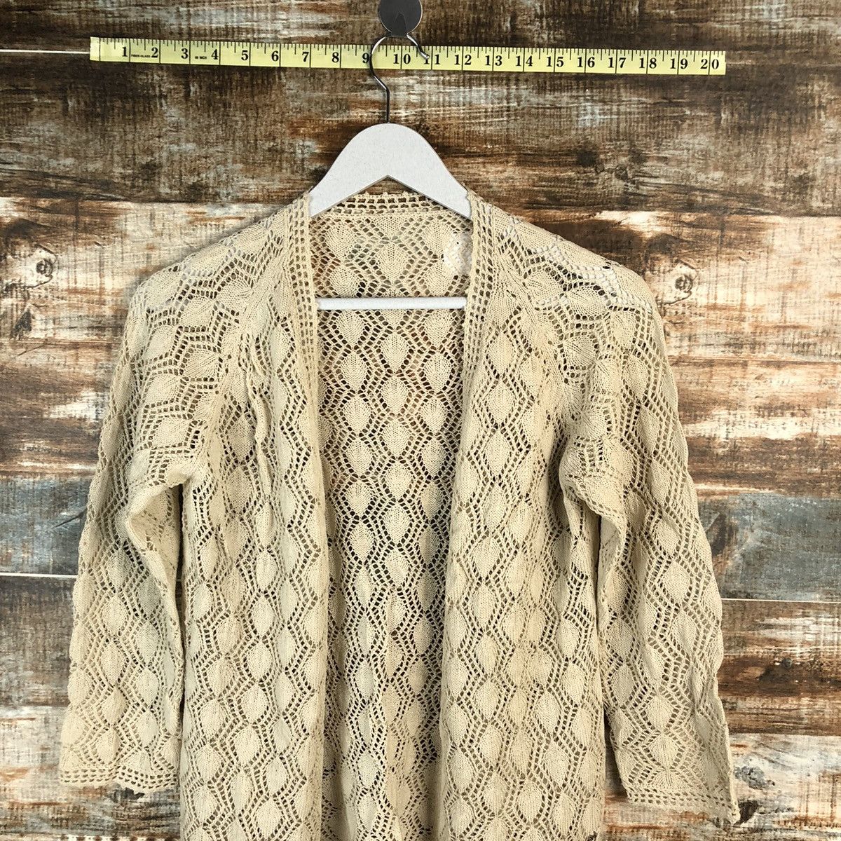Homespun Knitwear × Japanese Brand Japan vintage crochet meshnet Brown cardigan Knitwear #A1565 Size S / US 4 / IT 40 - 5 Thumbnail