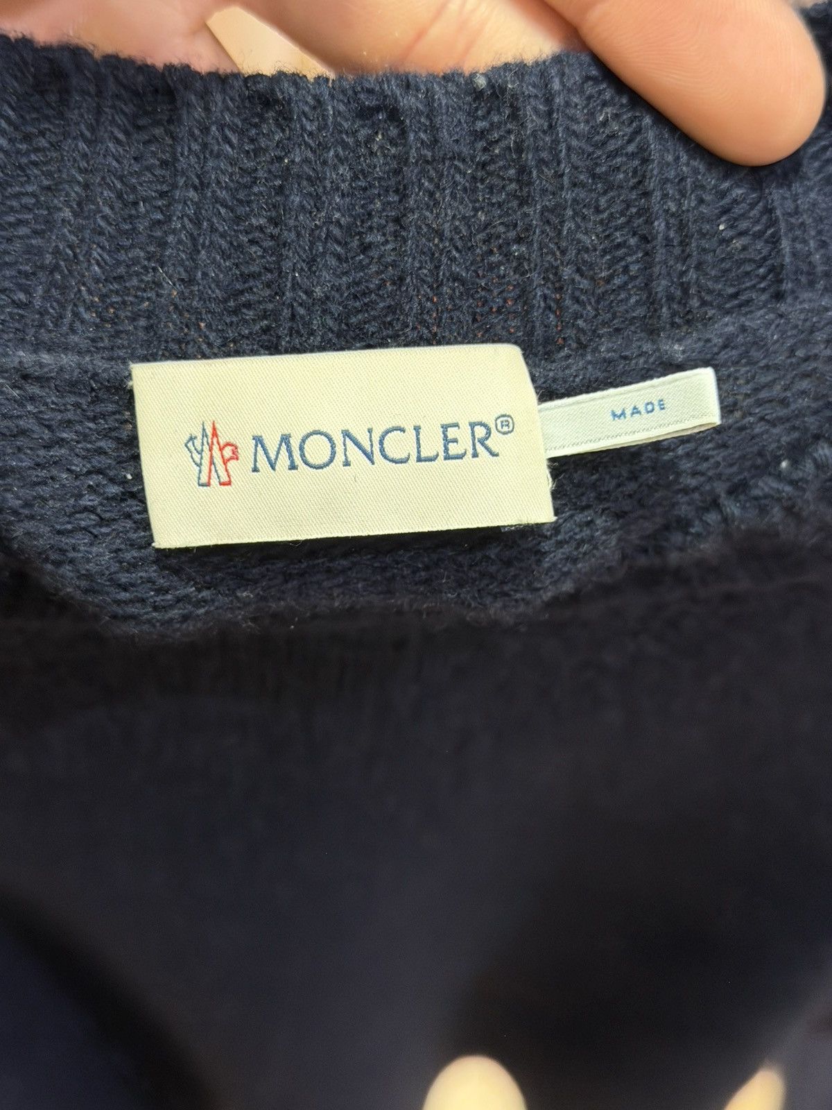 Moncler Moncler Gircollo Tricot Cashmere Sweater - Dark Blue Size US L / EU 52-54 / 3 - 3 Thumbnail