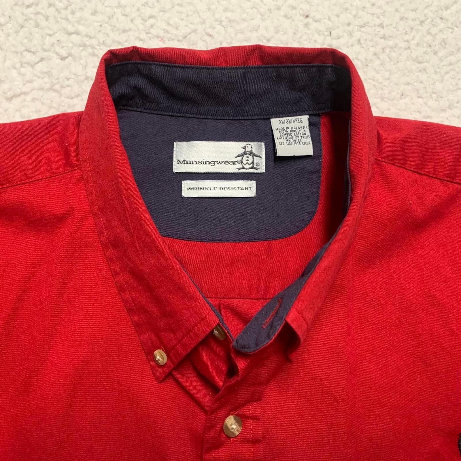 Other Munsingwear Men's 3X Red Wrinkle Resistant Red Button Shirt Size US XXL / EU 58 / 5 - 11 Thumbnail