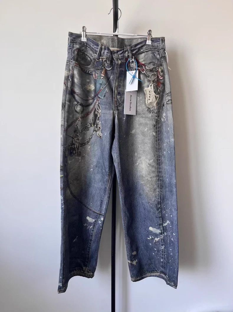 Acne Studios Acne Studios Blue Baggy Printed Jeans Size US 38 / EU 54 - 1 Thumbnail