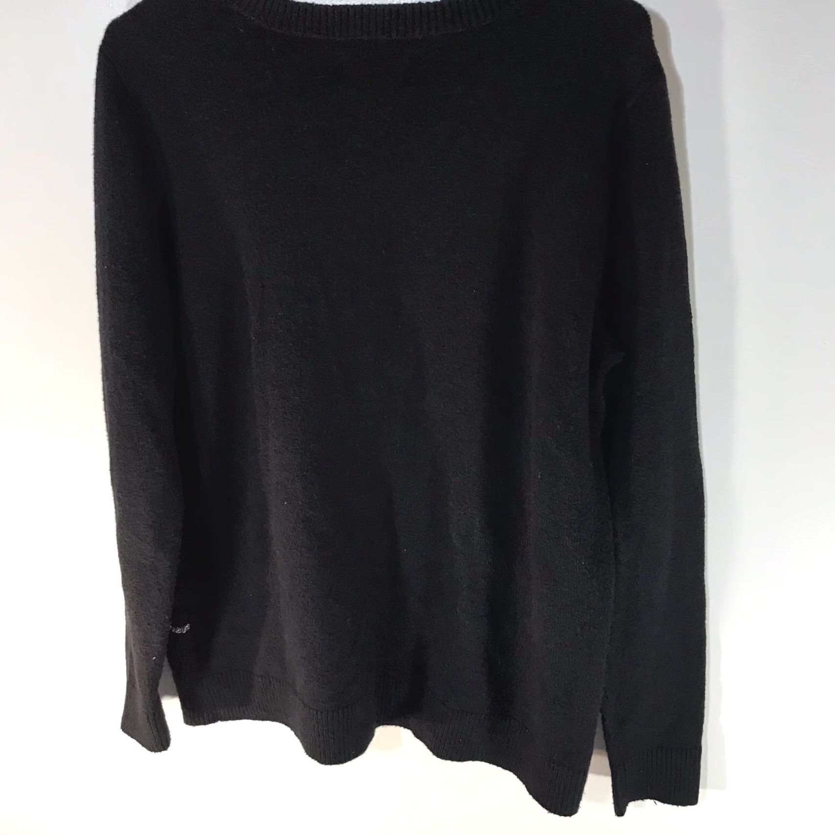 Vintage ELLE Black Ruffle Sweater Womens Size L Casual Stretch Pullover Size L / US 10 / IT 46 - 2 Thumbnail