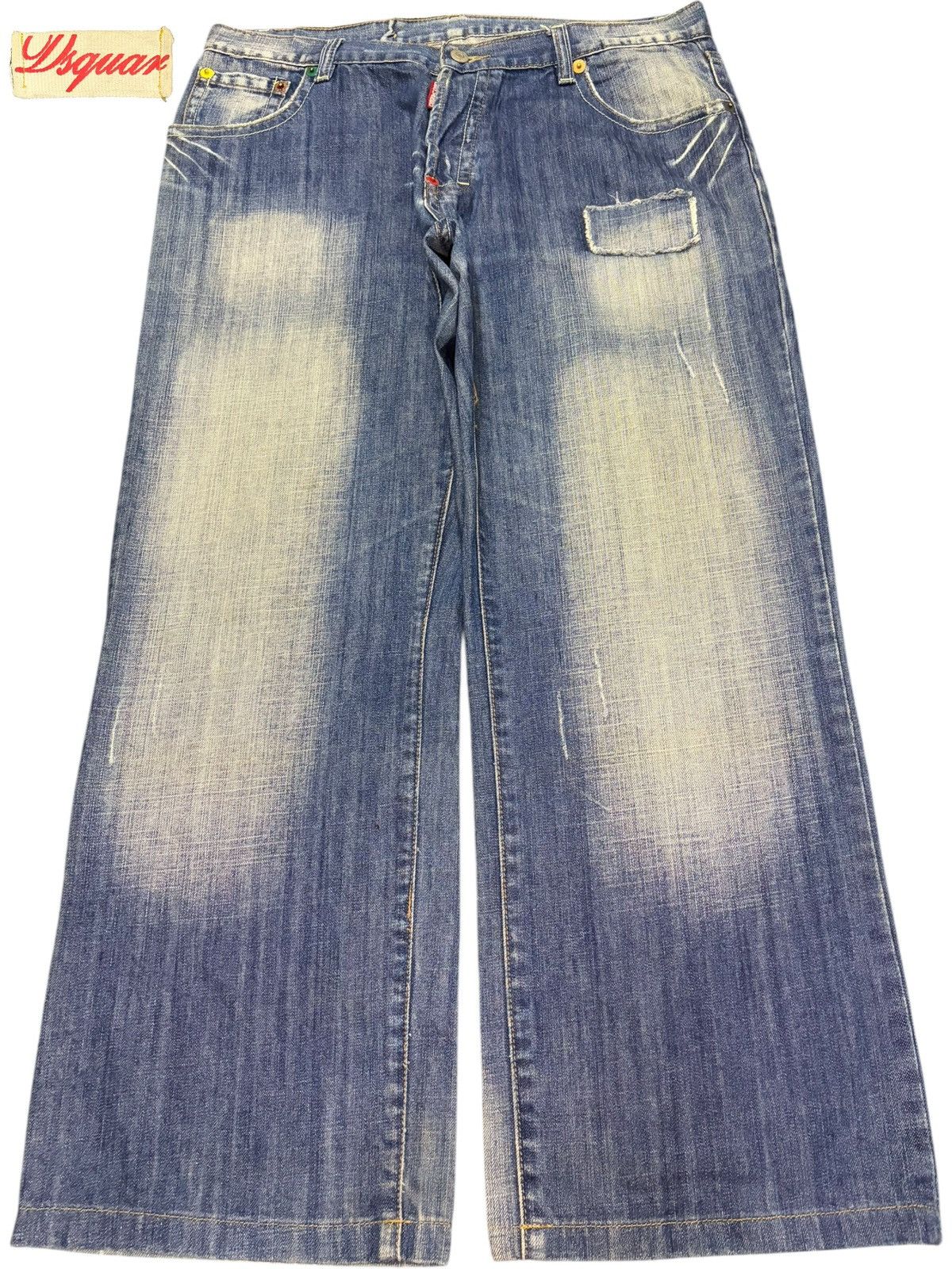 Dsquared2 Vintage Dsquared Patched Faded Wash Distress Baggy Jeans Size US 35 - 1 Thumbnail