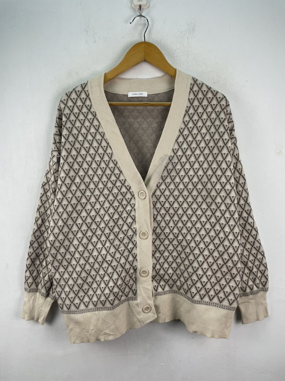 Global Work × Japanese Brand 🇯🇵 Global Work Cardigan Jacket Sweater Nude Baggy Size XL / US 12-14 / IT 48-50 - 1 Thumbnail