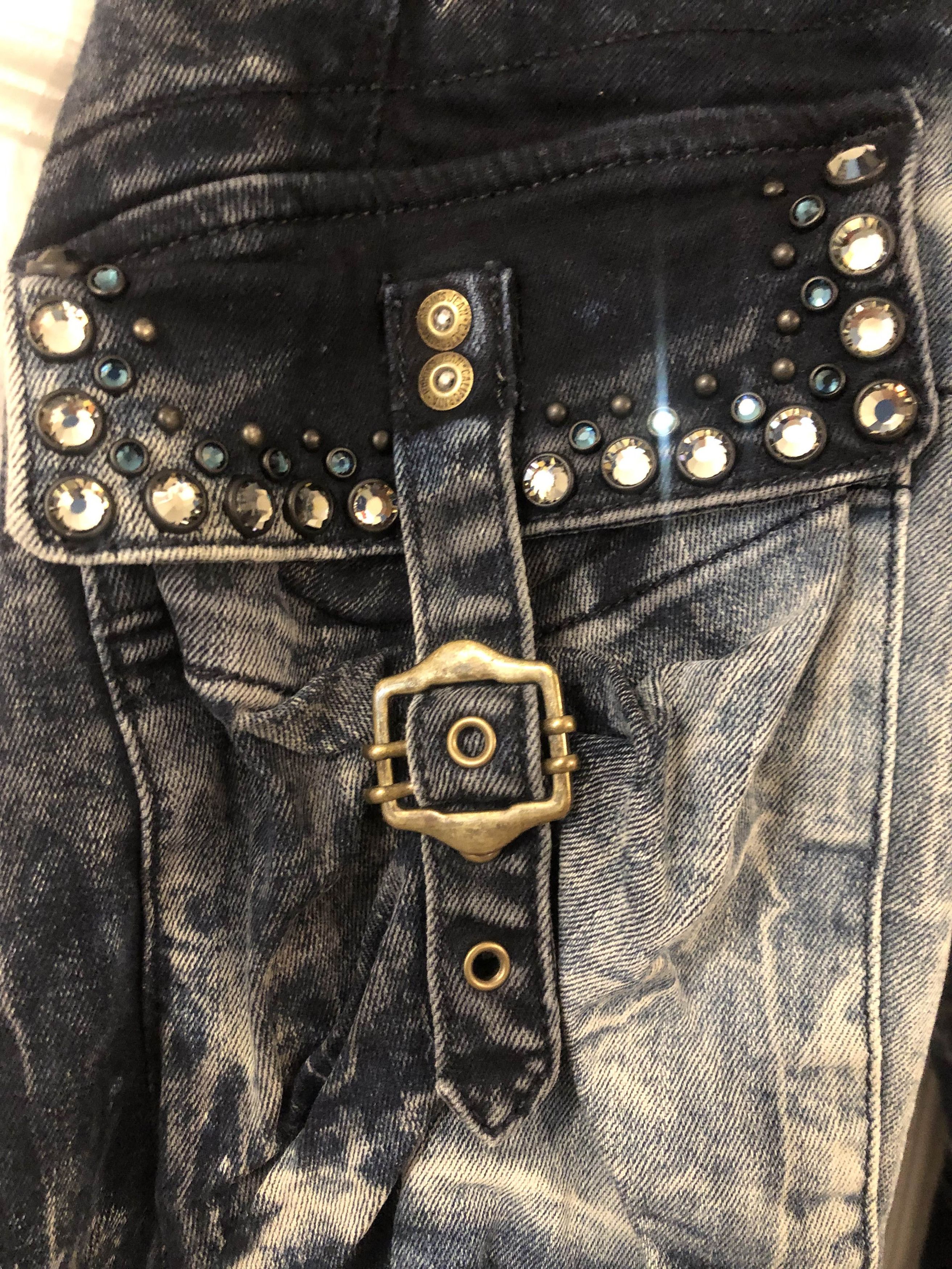 Robins Jeans CLASSIC PREDATOR CARGO IN DEEP BLUE DESTROY WITH CRYSTALS Size US 29 - 4 Thumbnail