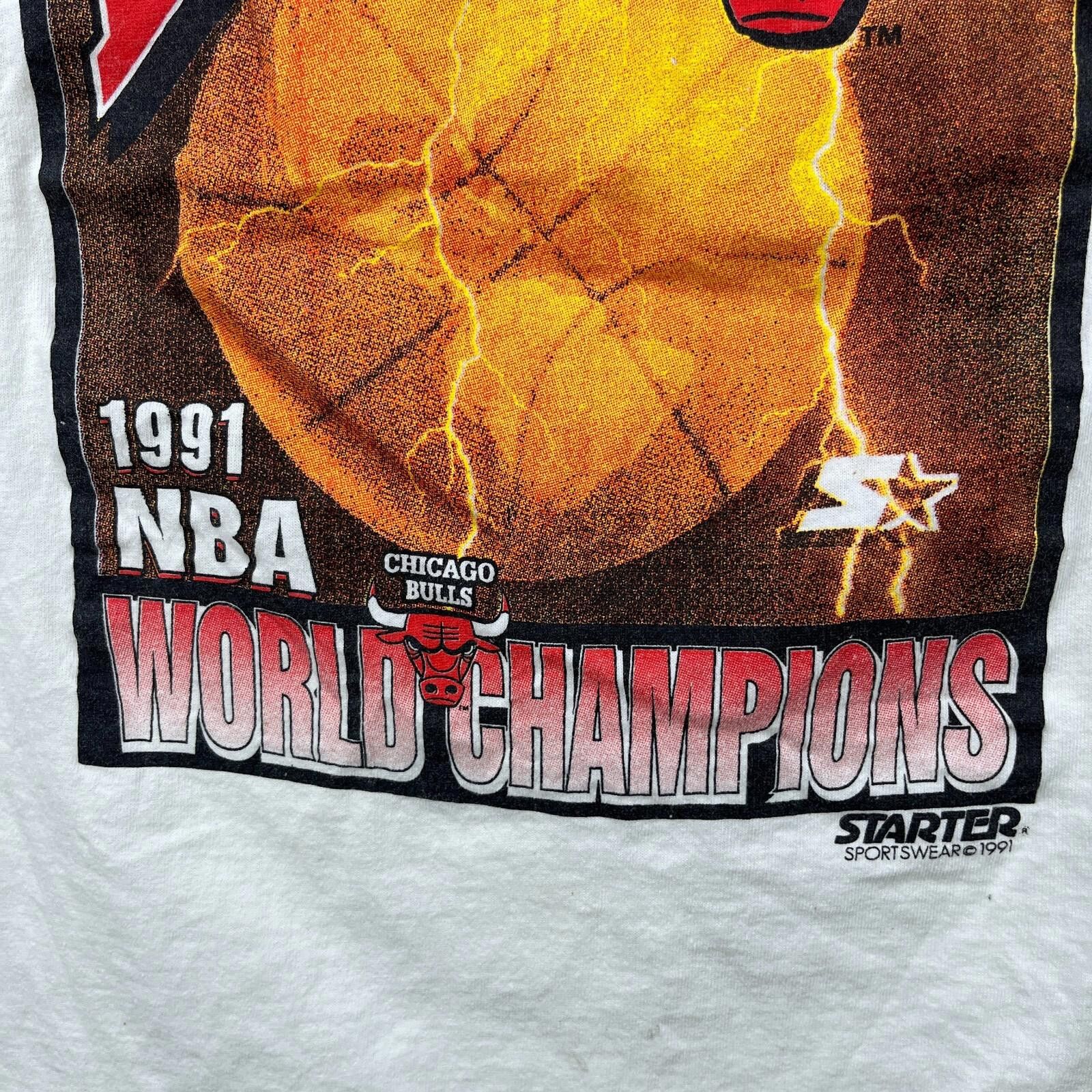 Starter Vintage 1991 Chicago Bulls NBA World Champions T-Shirt Large Size US L / EU 52-54 / 3 - 5 Thumbnail