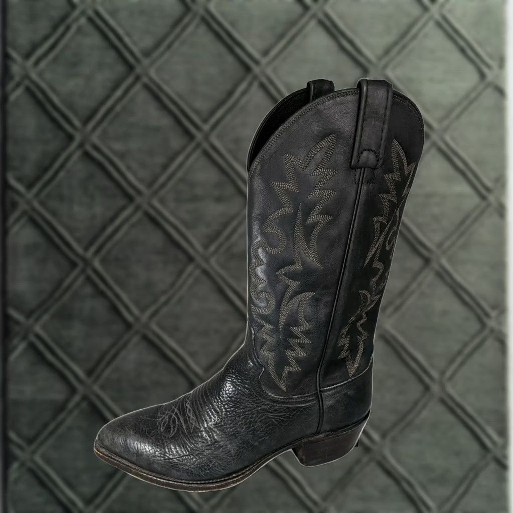 Dan Post DAN POST Boots Western Cowboy Embroidered Black Leather Pointed Toe EE 8 EW Mens Carat Size US 8 / EU 41 - 1 Thumbnail