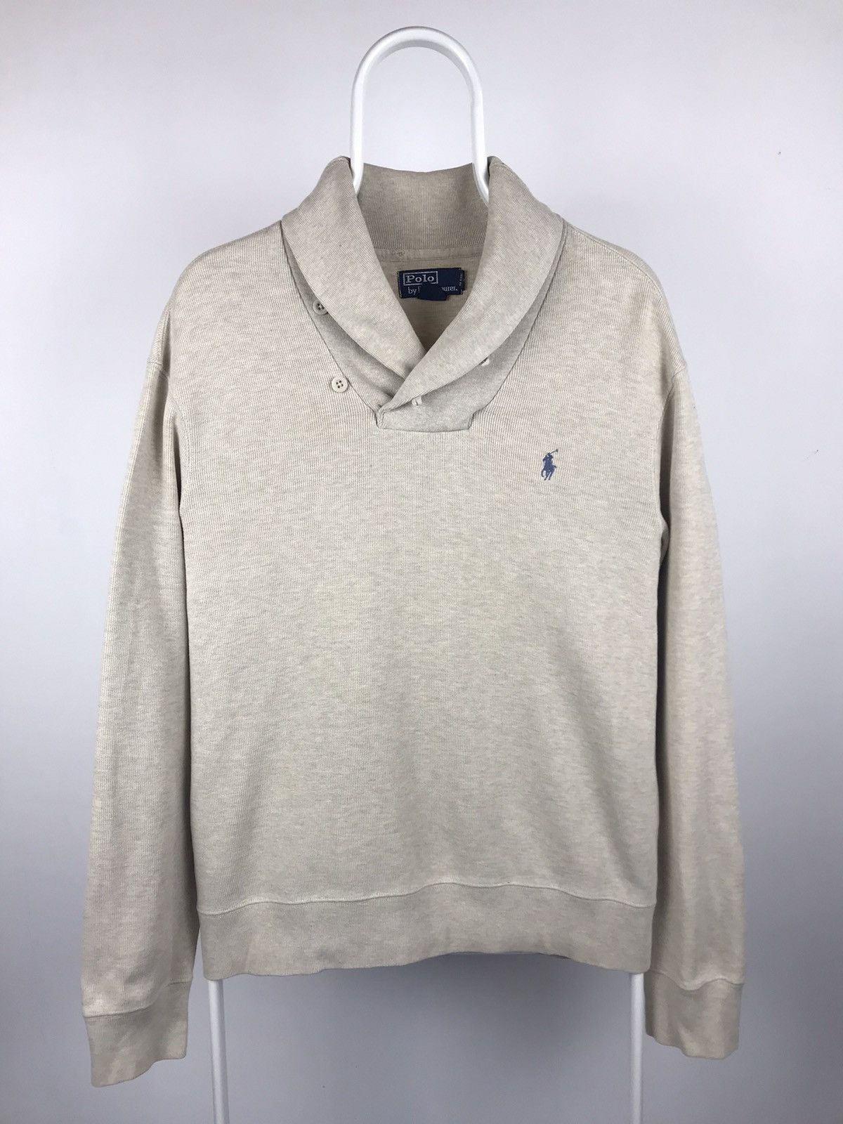 Polo Ralph Lauren × Vintage Vintage Polo Ralph Lauren Beige Cotton Jamper Size US L / EU 52-54 / 3 - 1 Thumbnail