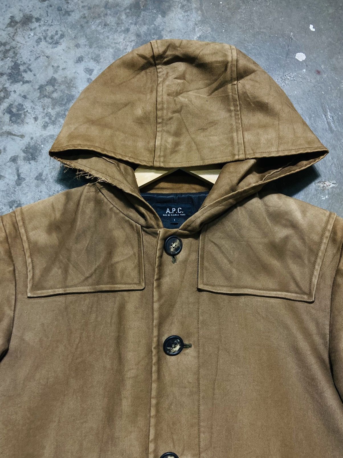 A.P.C. Distressed Vintage A.P.C Heavy/Wax Cotton Long Hooded Jacket Size US L / EU 52-54 / 3 - 8 Thumbnail