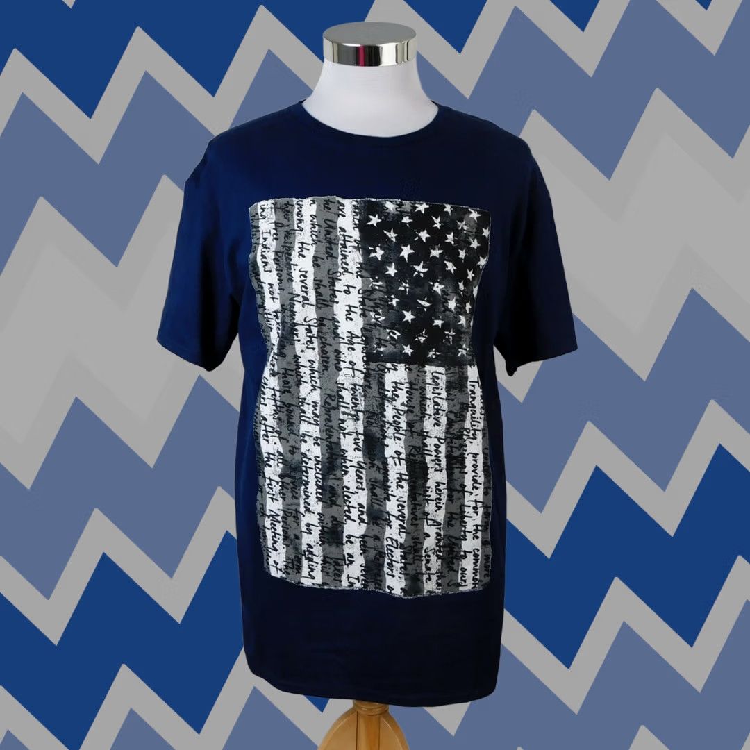 Delta Delta Men's T-Shirt - Navy Blue Short Sleeve Patriotic American Flag Graphic Shirt, Large Size US L / EU 52-54 / 3 - 1 Thumbnail