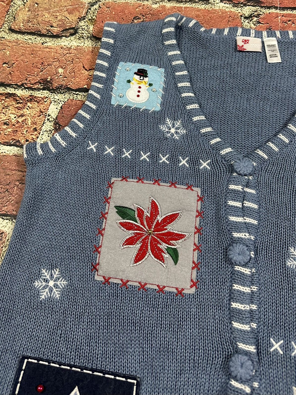 Holiday Brand Holiday Editions Christmas Sweater Vest Granny Snowman Santa Size M / US 6-8 / IT 42-44 - 6 Thumbnail