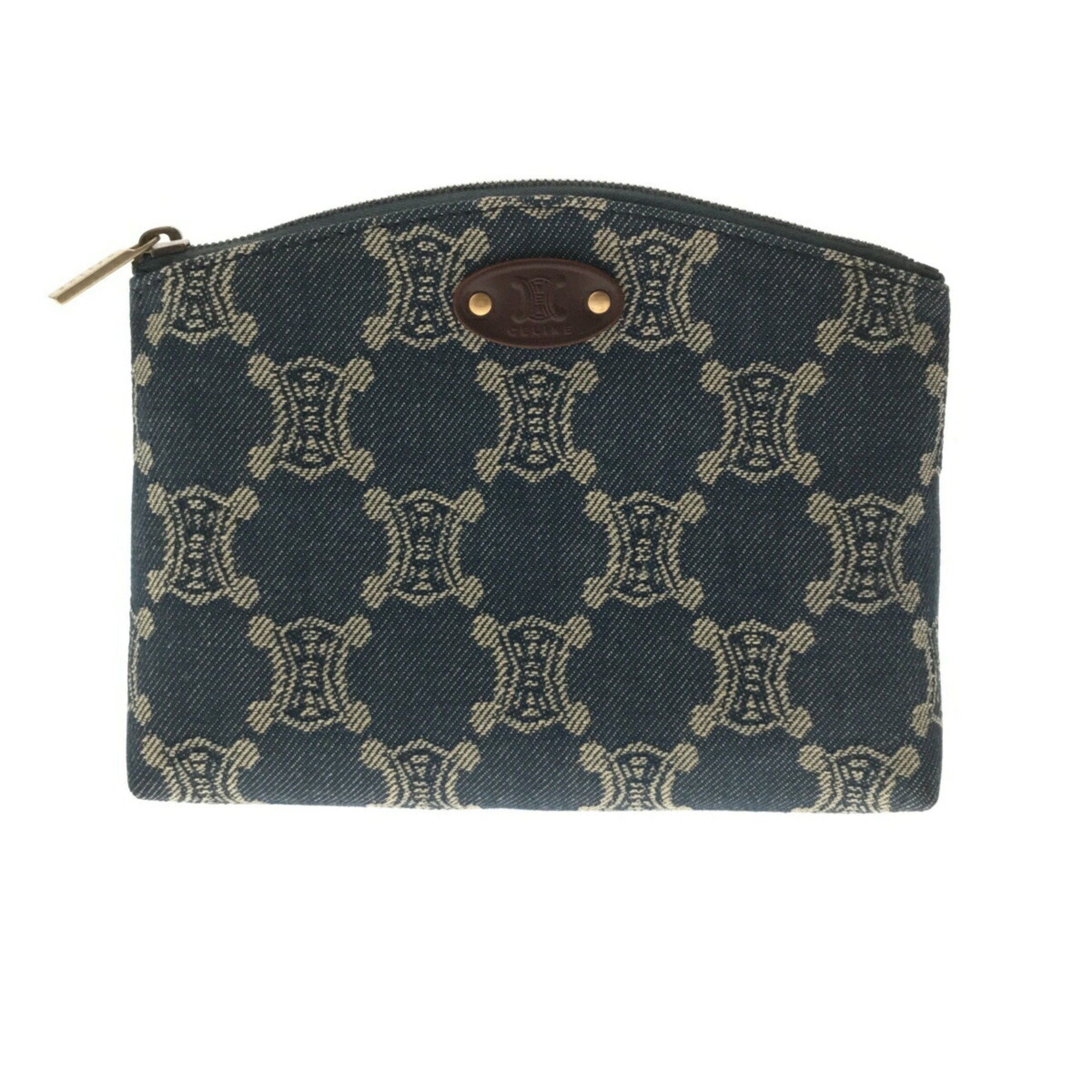 image of Celine Pouch Macadam Leather Blue Brown Ladies It91Bz4Utyp8, Women's