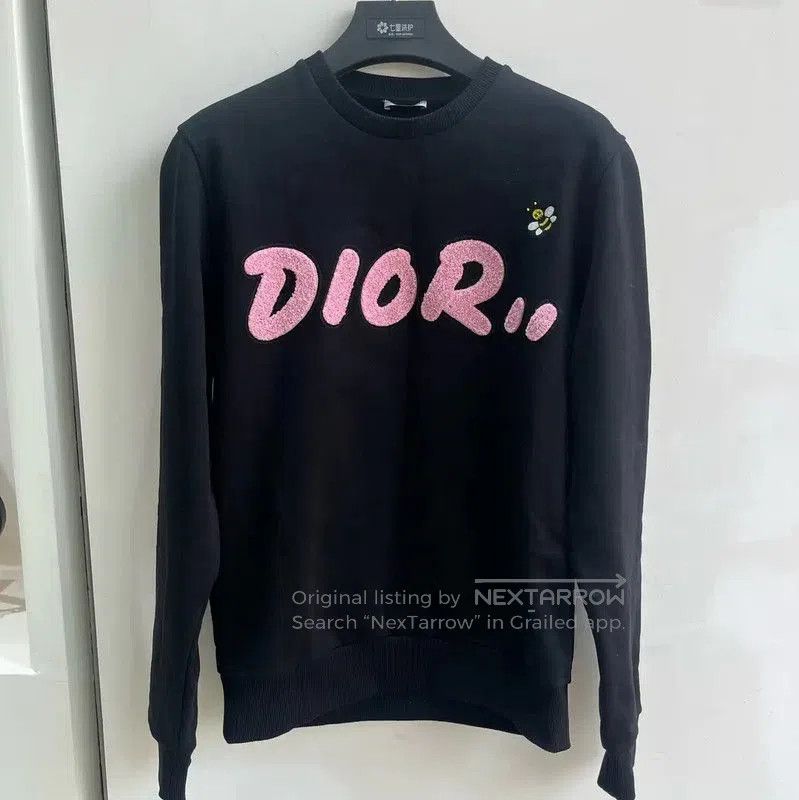 Dior Black Cotton Embroidered Long Sleeve Sweatshirt .