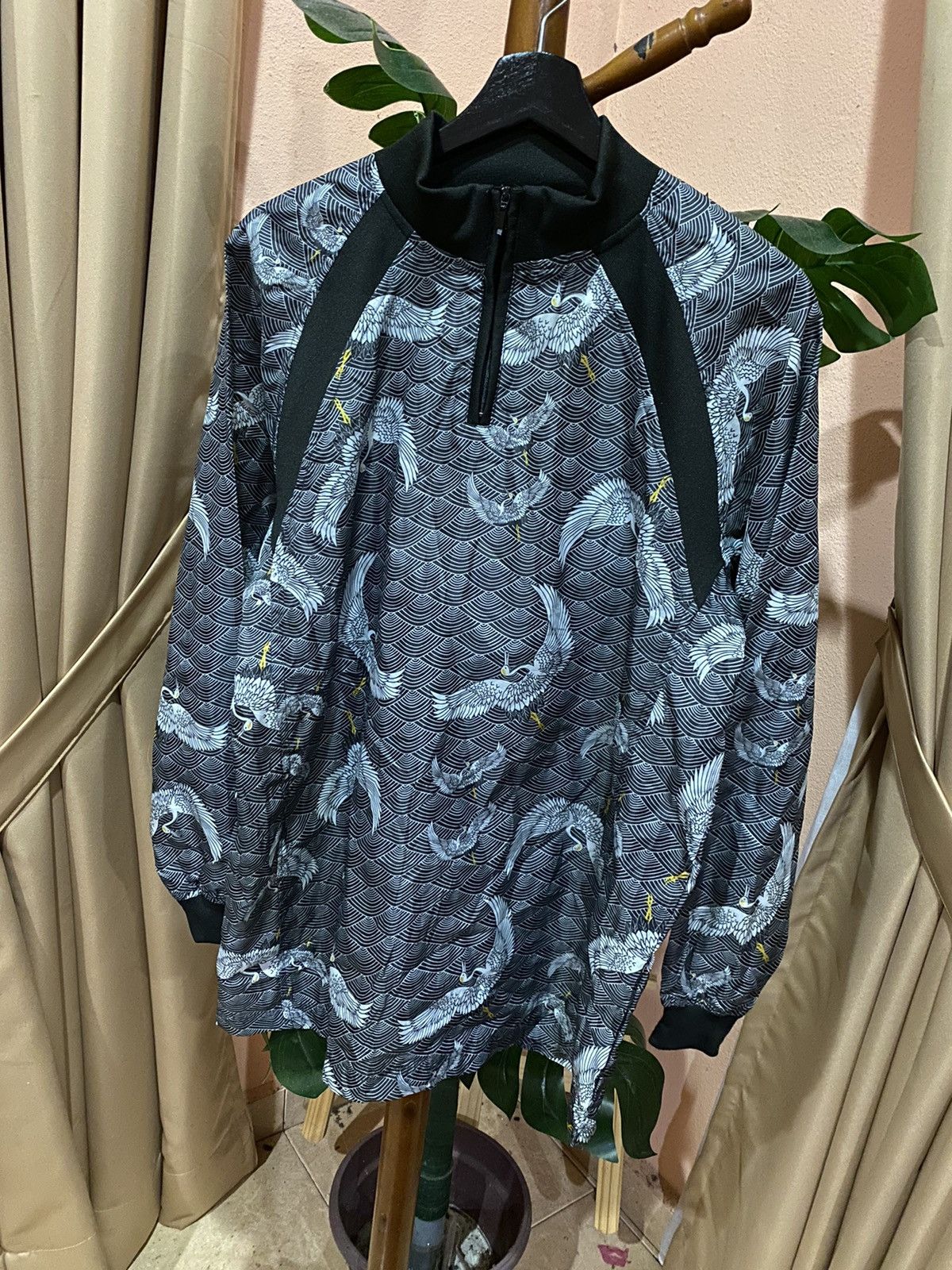 Japanese Brand Japanese Crane Print Half-Zip Jacket - Lightweight Pullover Size US L / EU 52-54 / 3 - 2 Thumbnail