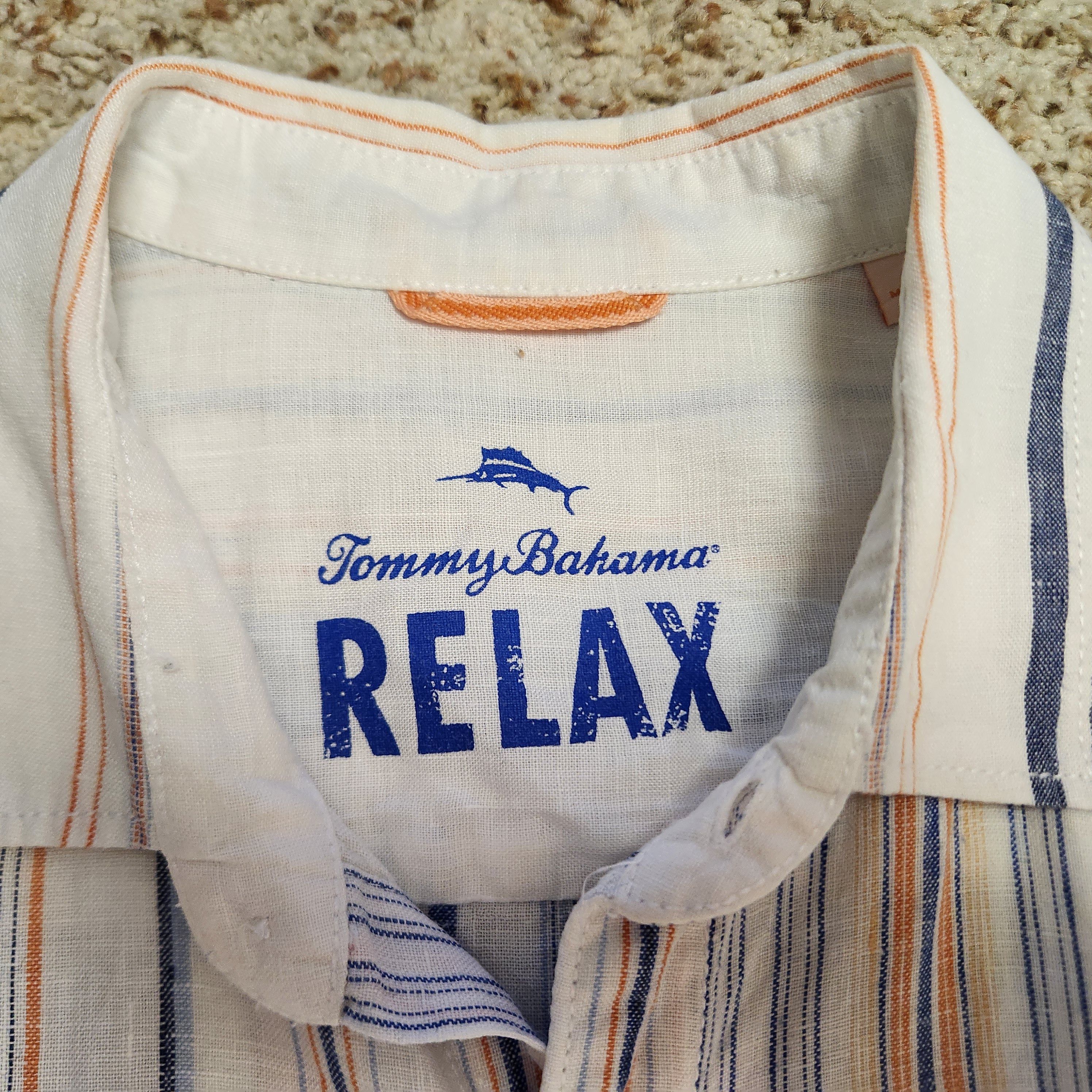 Tommy Bahama Tommy Bahama shirt M 100% linen white blue orange stripe Size US M / EU 48-50 / 2 - 7 Thumbnail