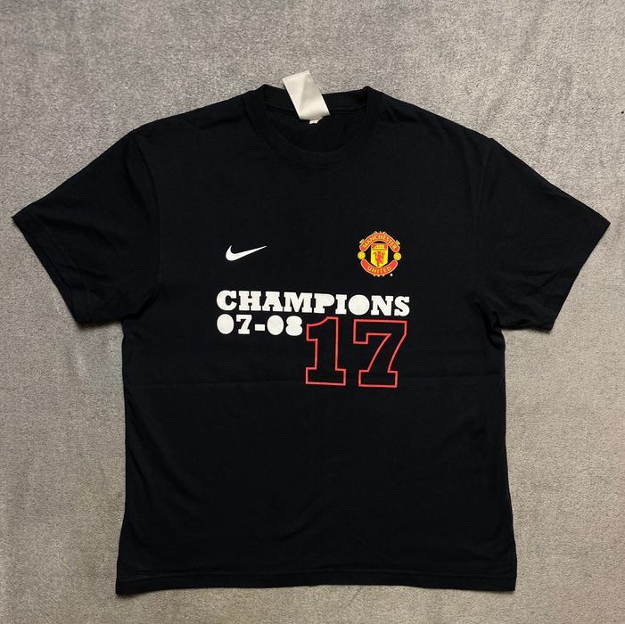 Pre-owned Nike X Vintage Y2k Nike Blokecore Manchester United Champions Tee In Black