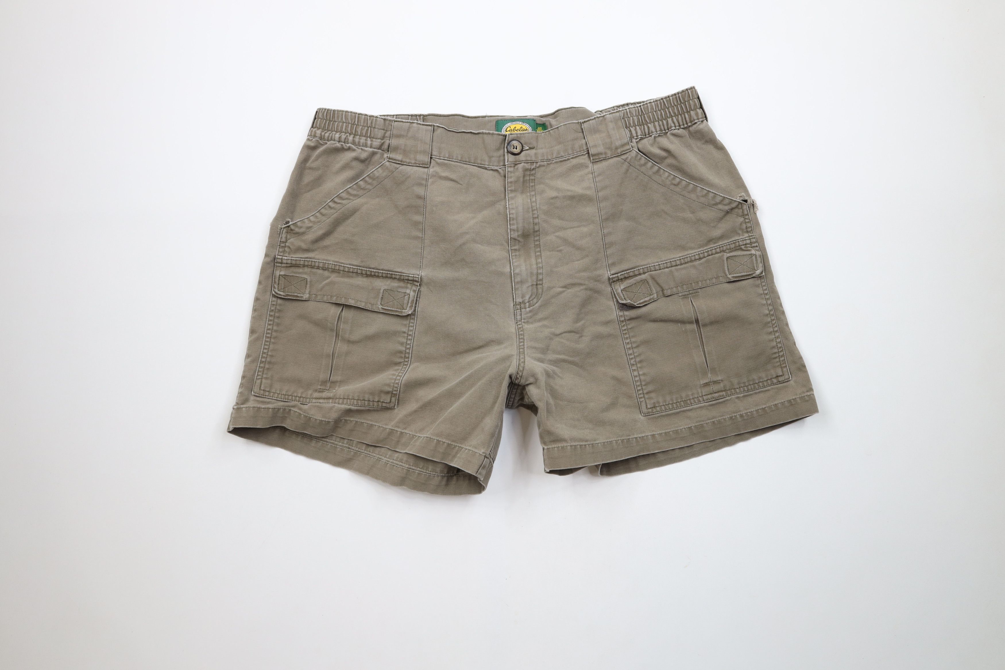 Cabelas × Vintage Vintage 90s Cabelas Canvas Above Knee Cargo Shorts Brown Size US 40 / EU 56 - 1 Thumbnail