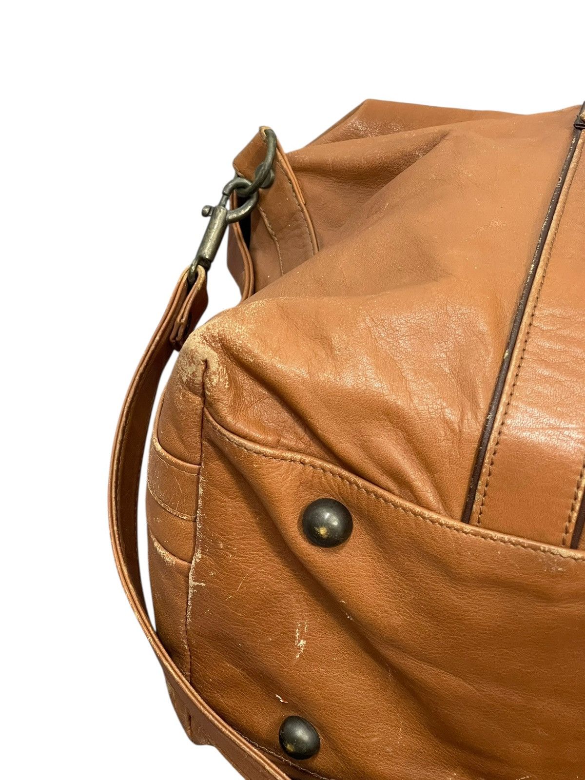 Leather Real Leather Patina Vtg Unknown Japan Duffle Travel Bag 9🟩 Size ONE SIZE - 14 Thumbnail