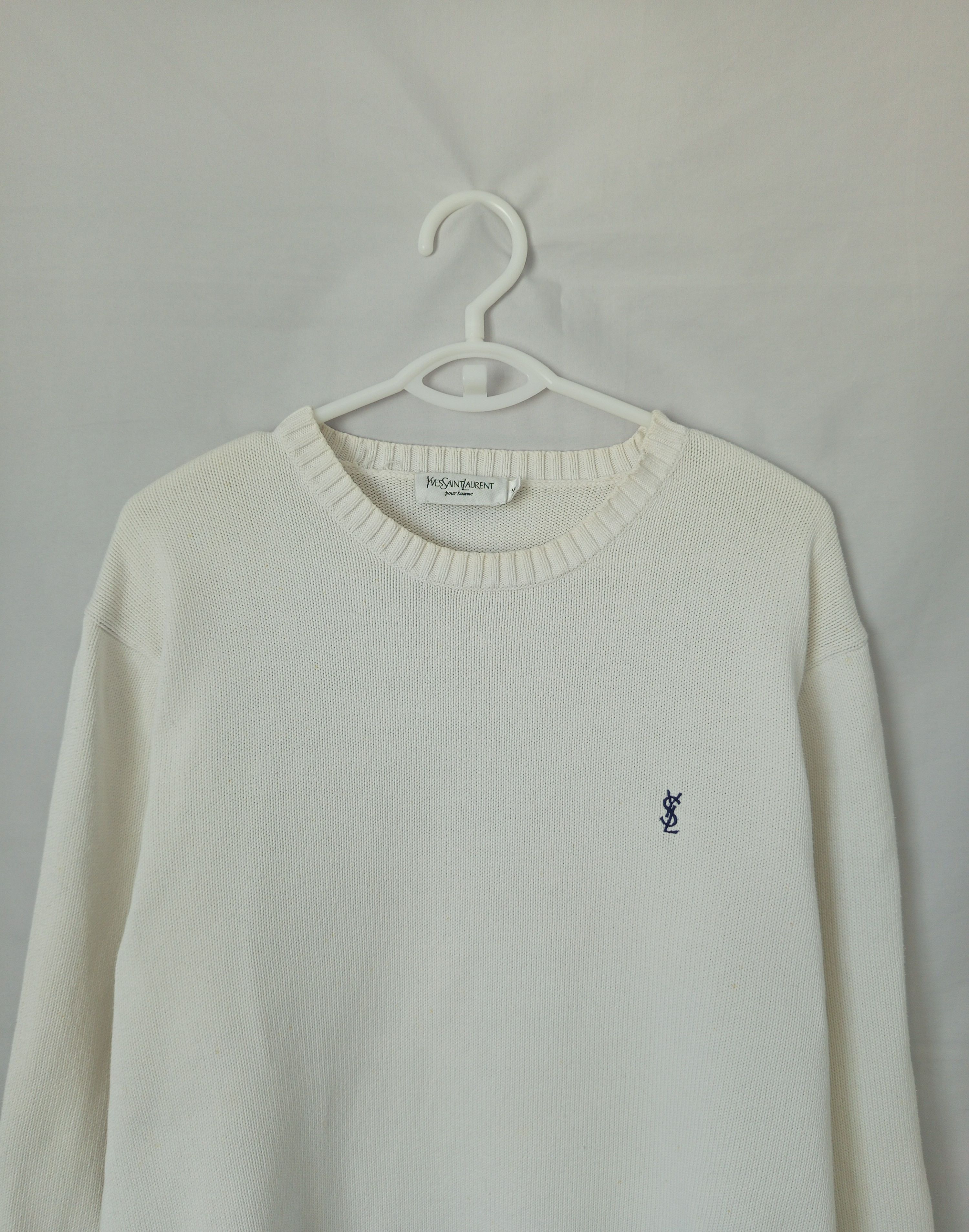 Yves Saint Laurent Yves Saint Laurent White Sweatshirt Size M Size US M / EU 48-50 / 2 - 2 Thumbnail