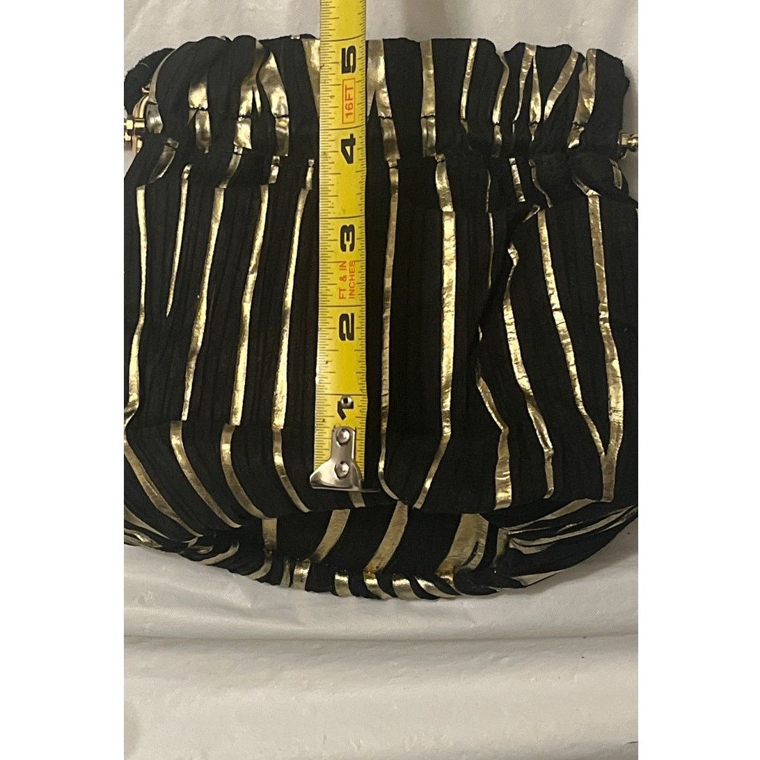 Other Black and Gold Fabric Evening Bag Crossbody Shoulder Purse Size ONE SIZE - 9 Thumbnail