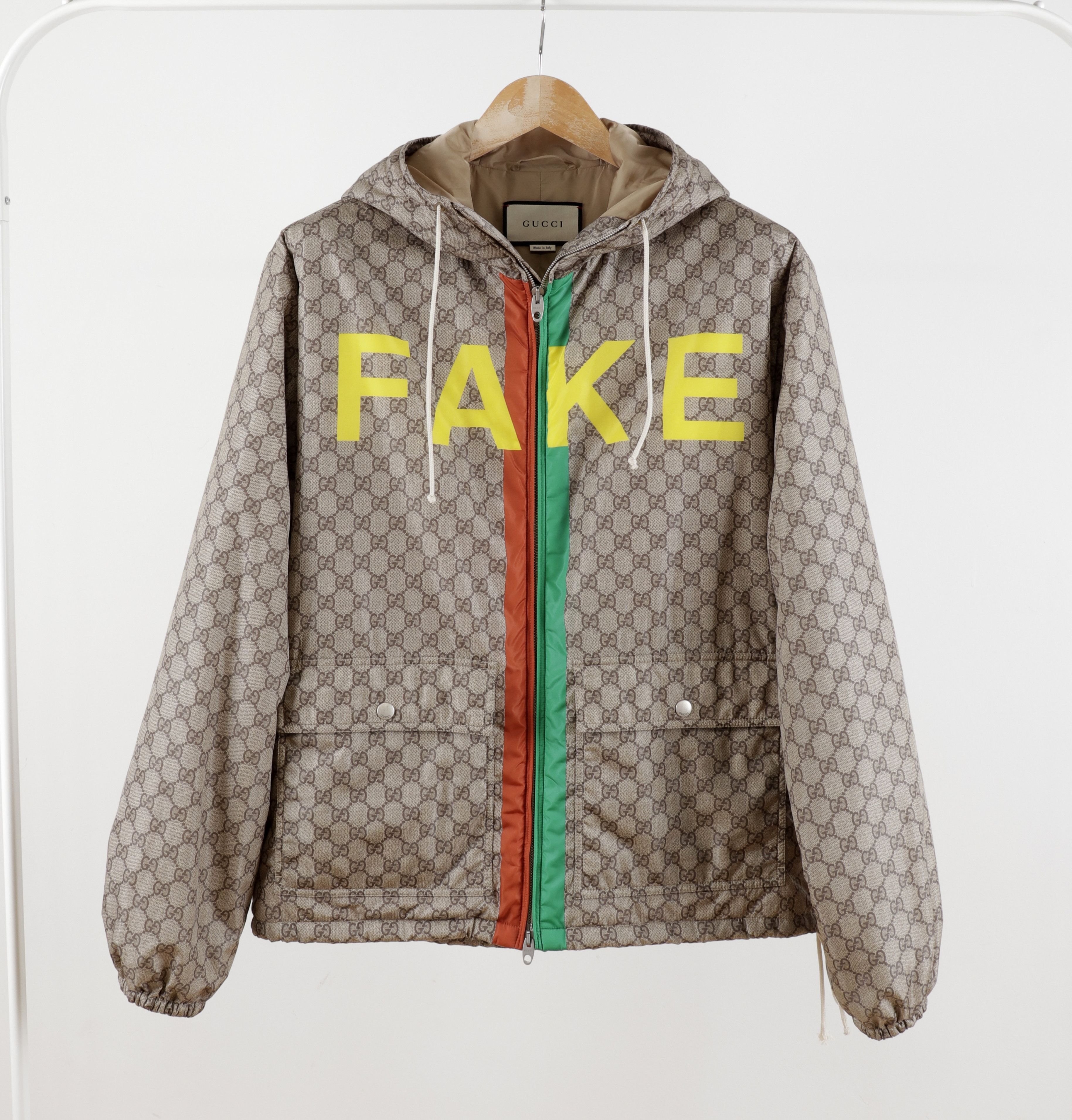 Gucci NWOT Gucci "FAKE NOT" Web Beige GG Monogram Jacket Size US L / EU 52-54 / 3 - 1 Thumbnail