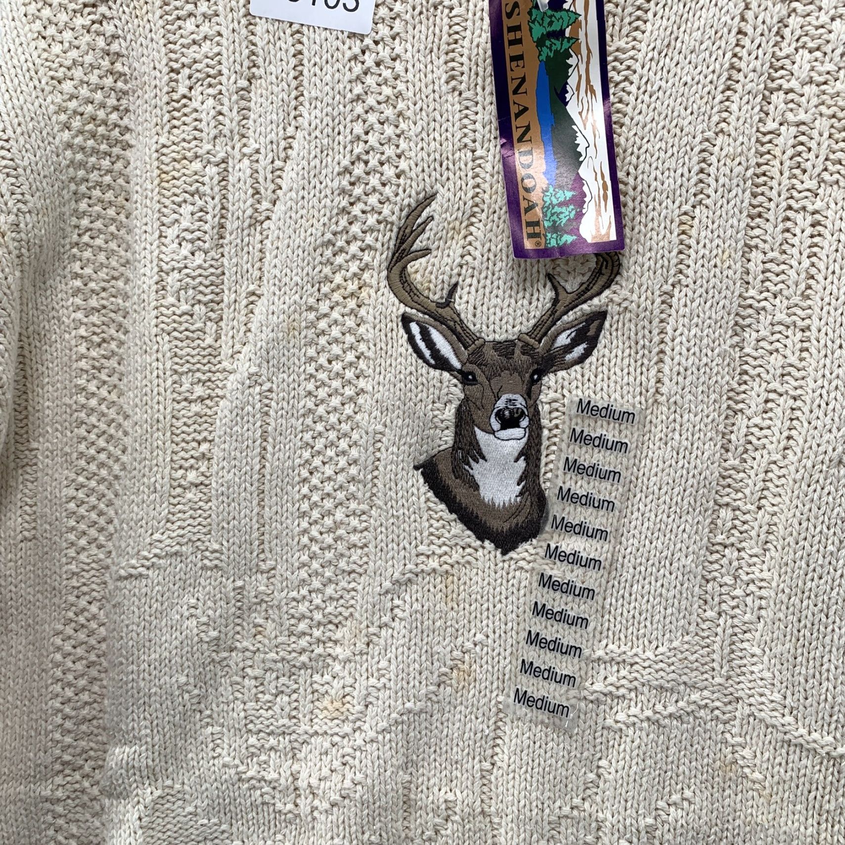 Vintage VINTAGE Shenandoah Sweater Beige Medium Chunky-Knit Crew Neck Pullover Deer NWT Mens Size US M / EU 48-50 / 2 - 7 Thumbnail