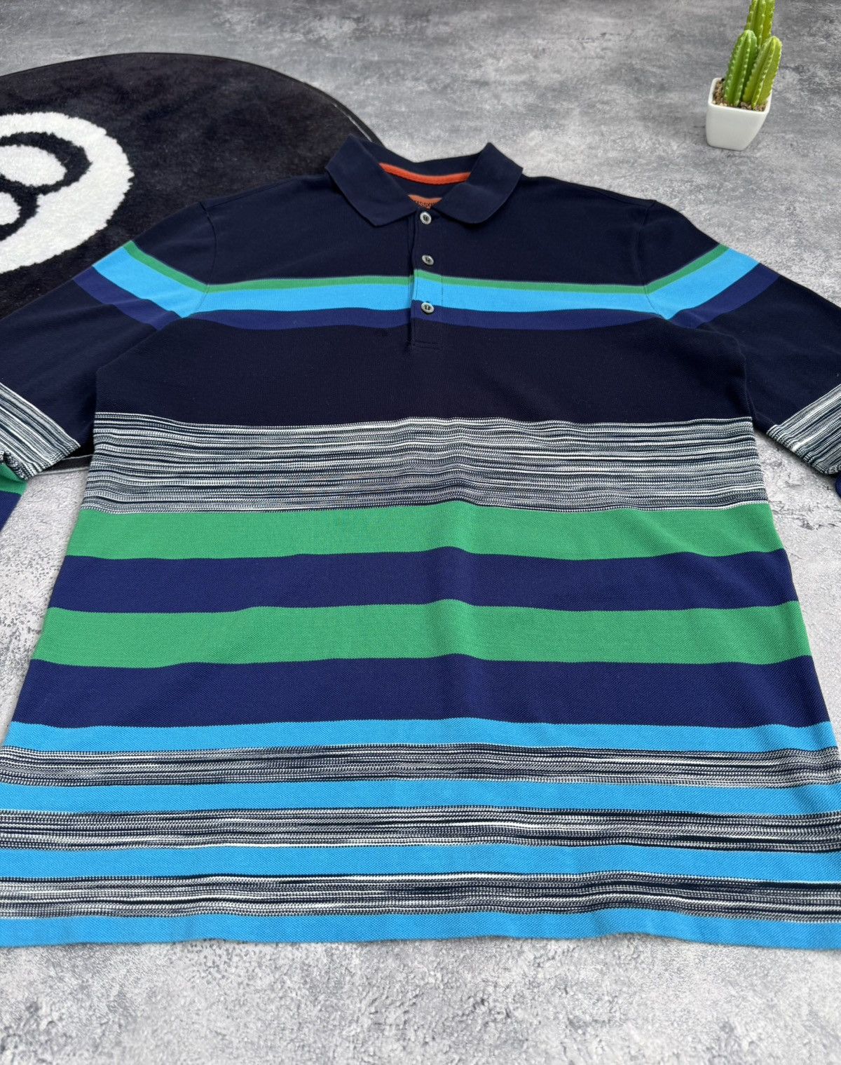 Missoni Missoni Italy Luxury Striped Long Sleeve Navy/ Green/Blue Size US S / EU 44-46 / 1 - 5 Thumbnail