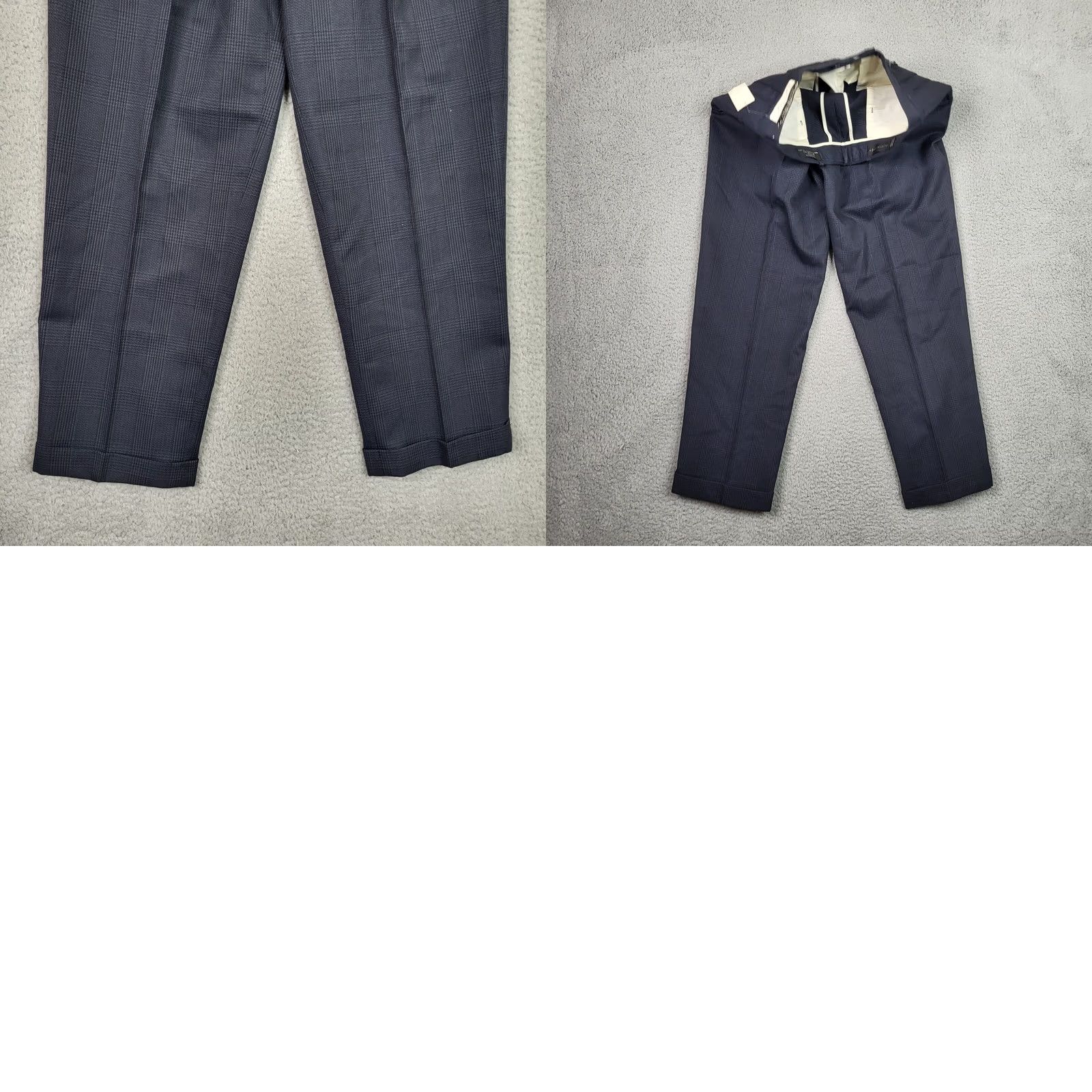 Vintage AUSTIN GREY Blue Plaid Dress Pants Men 32x30 Slim Straight Regular Rise Mid 10-12 Adjustable Waist Nyl/Poly Dry Clean Only Vintage No Size US 32 / EU 48 - 8 Thumbnail