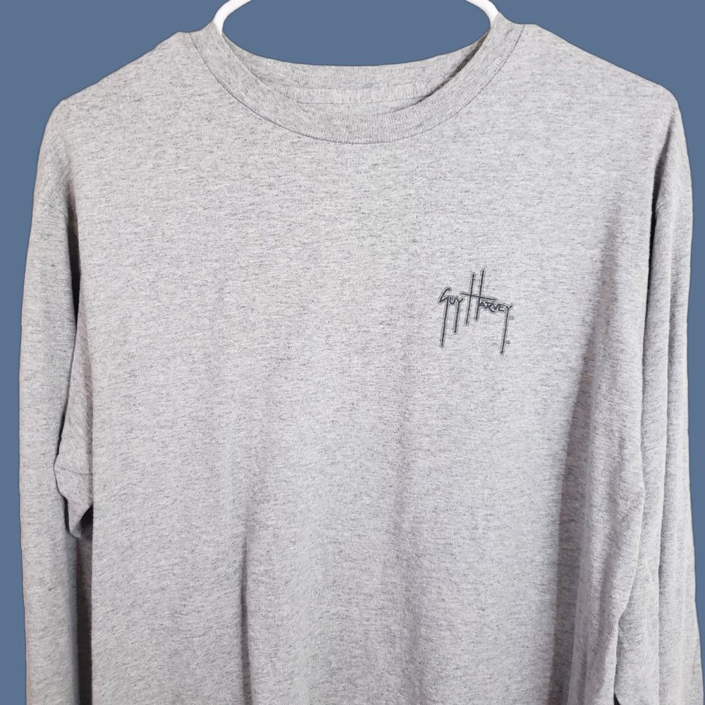Guy Harvey Guy Harvey Long Sleeve T-Shirt Mens M Gray Crew Neck Marlin Back Logo Front & Back Graphics Jersey Solid Pattern Size US M / EU 48-50 / 2 - 1 Thumbnail