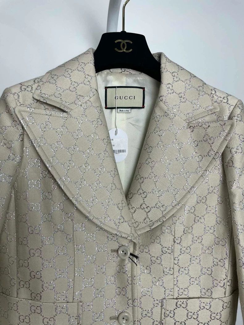 Gucci Gucci Lightweight gg gold and silver silk suit jacket 2501- Size US XS / EU 42 / 0 - 3 Thumbnail