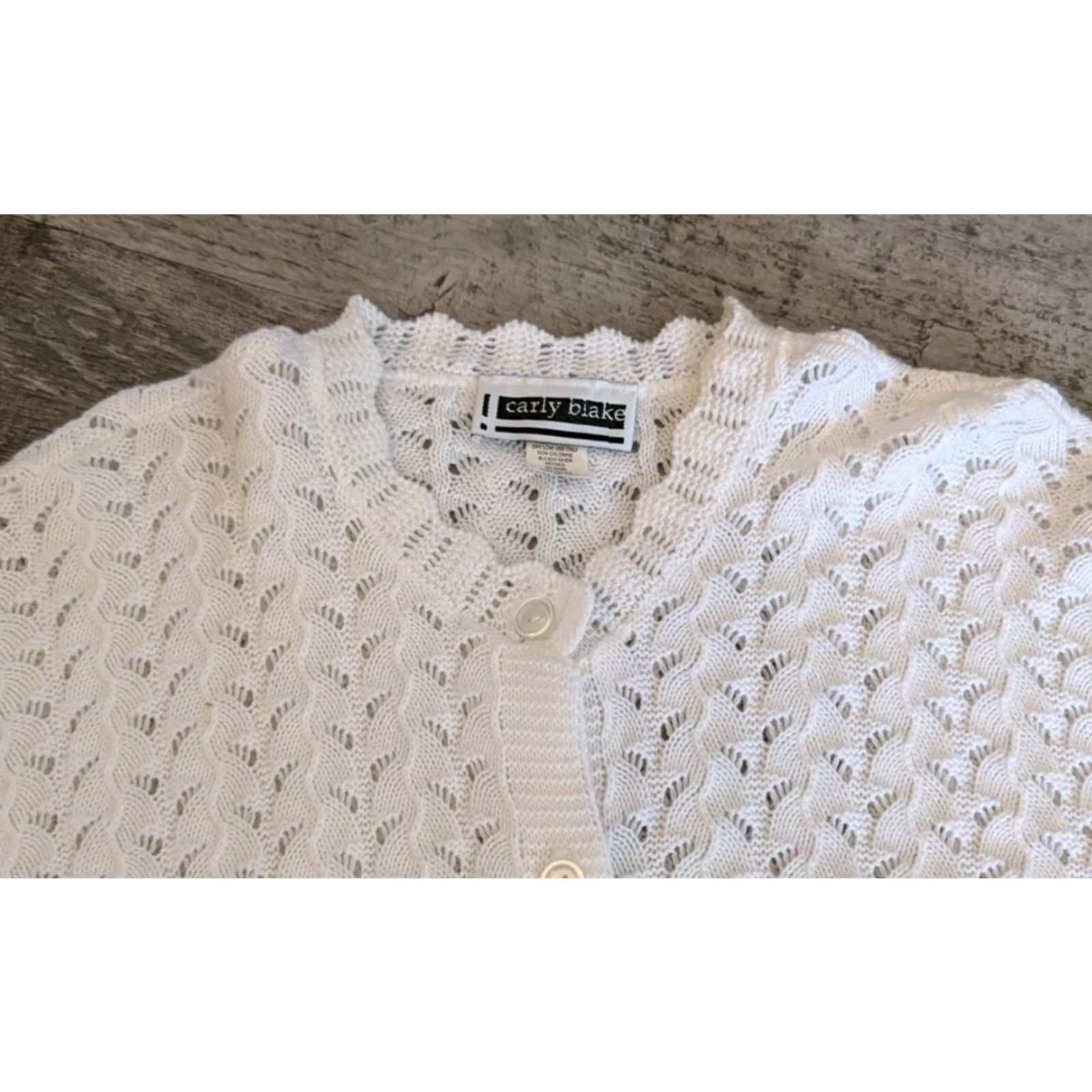 Vintage VINTAGE Carly Blake Cardigan Shirt Womens 1X White Open-Knit Cotton 80s 90s Hipster Elegant USA Made Size XL / US 12-14 / IT 48-50 - 5 Thumbnail