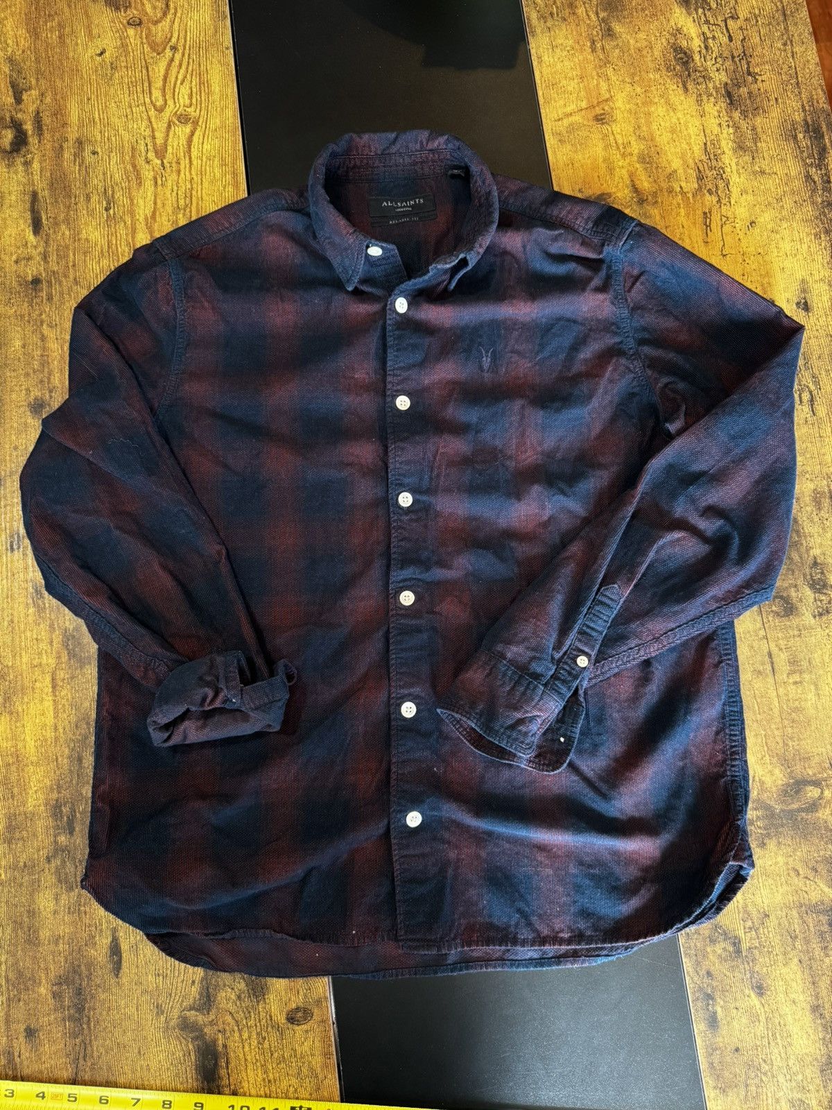 Allsaints Allsaints Manray Cotton Corduroy Button Up Navy/Red Size US M / EU 48-50 / 2 - 1 Thumbnail