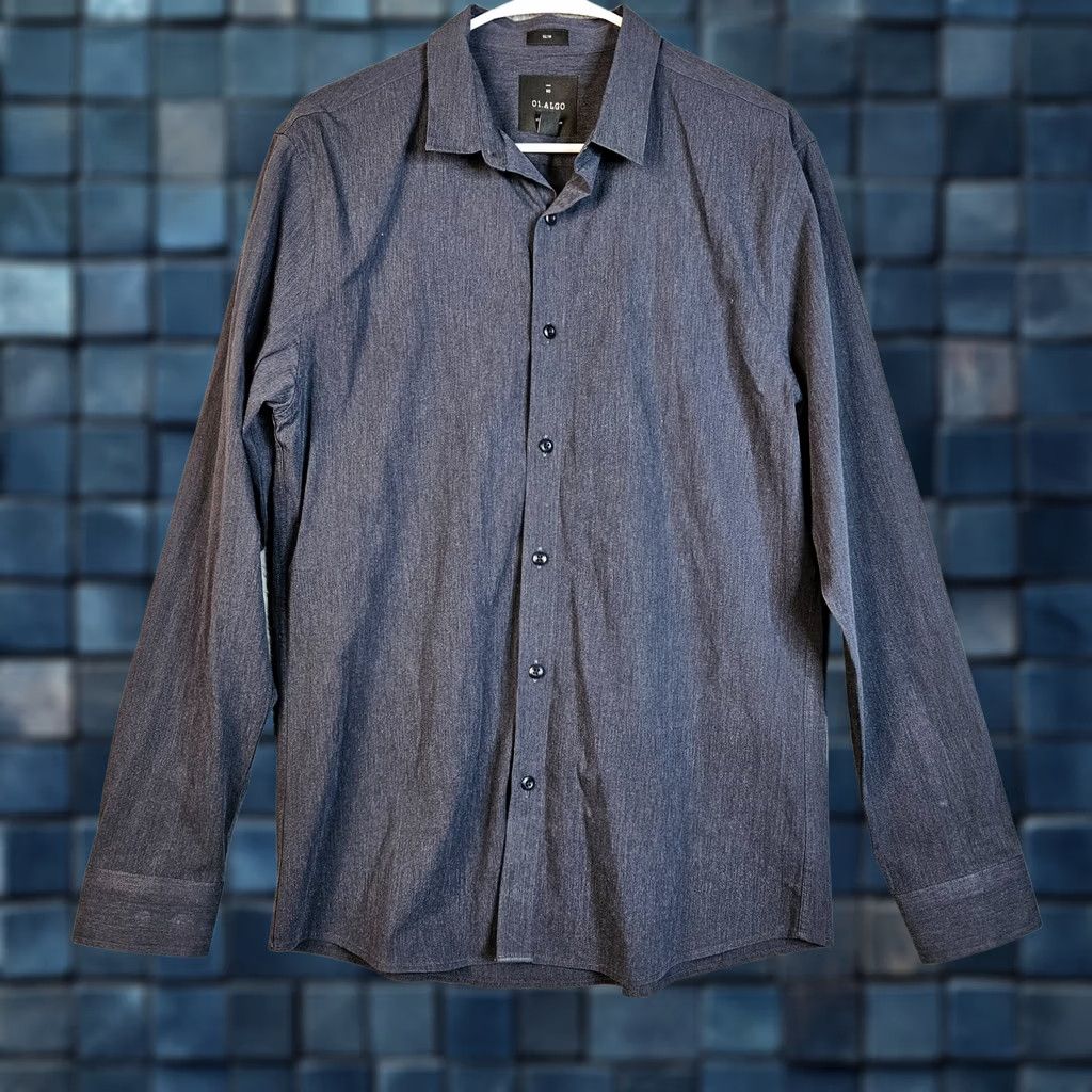 Vintage SC 01.ALGO Button-Up Shirt Mens Regular Cotton Stretch Long Sleeve Gray M Size US M / EU 48-50 / 2 - 1 Thumbnail