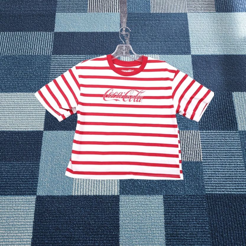 Vintage Coca-Cola T-Shirt Womens S Red Basic Logo Striped Short Sleeves Crew Neck Casual Tee Size S / US 4 / IT 40 - 1 Thumbnail