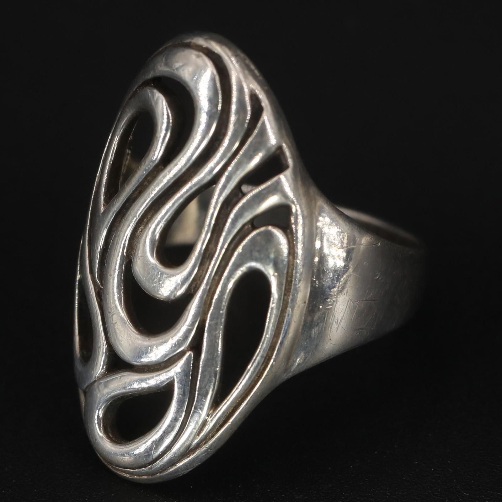 Other Sterling Silver Ati Athra Oval Wavy Teardrop Ring Size 8 Size ONE SIZE - 3 Thumbnail