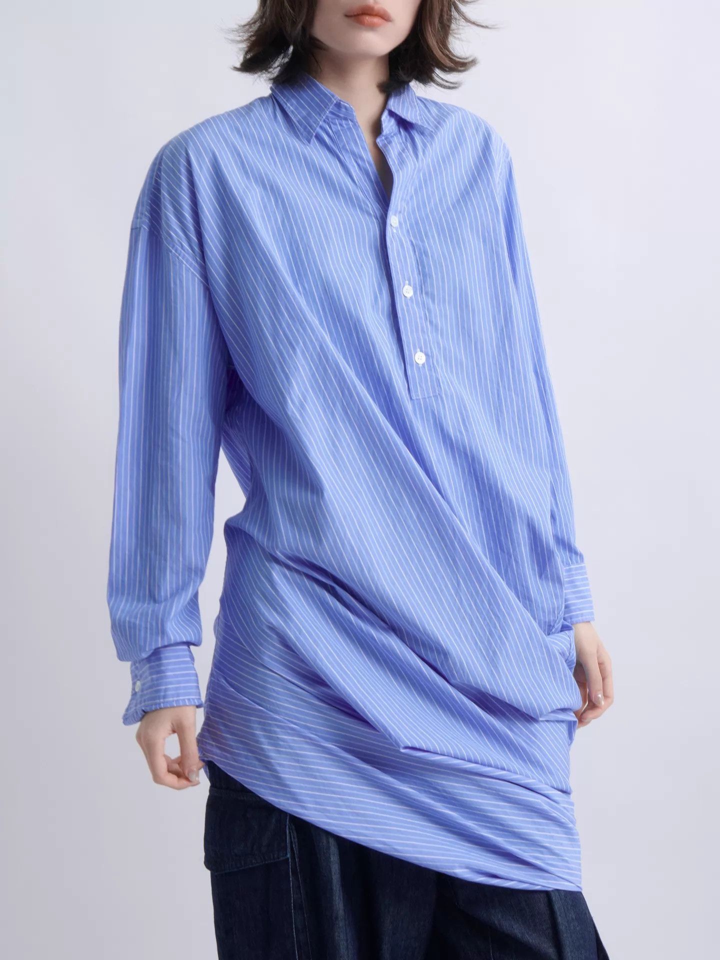 Junya Watanabe JUNYA WATANABE Asymmetric Twisted Stripe Long Shirt Size US XS / EU 42 / 0 - 6 Thumbnail