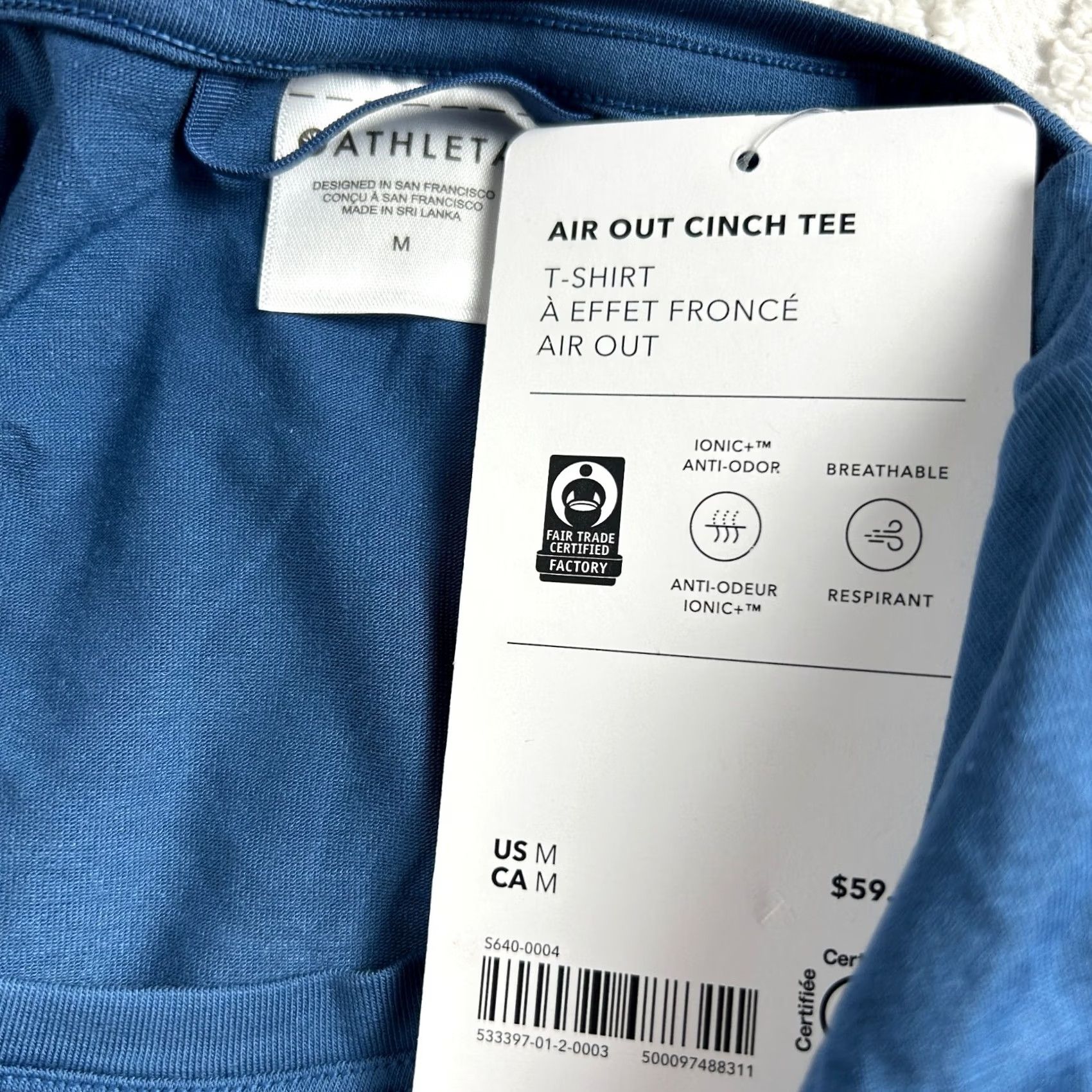 Athleta Athleta Air Out Cinch Tee T-Shirt Blue Short Sleeve Size Medium Womens Regular XS? Size M / US 6-8 / IT 42-44 - 3 Thumbnail
