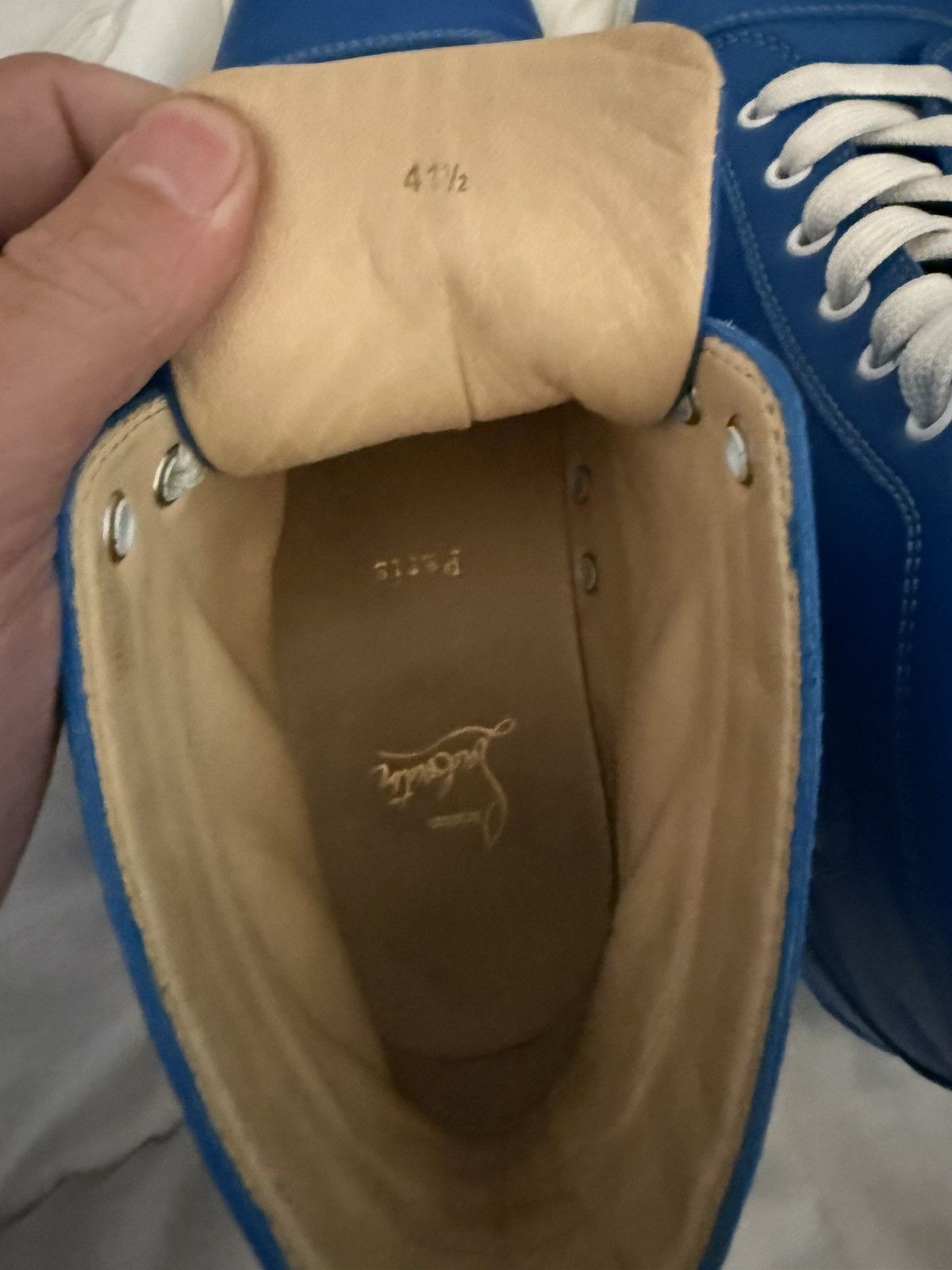 Christian Louboutin Christian Louboutin mens blue calf leather high tops Size US 8.5 / EU 41-42 - 8 Thumbnail