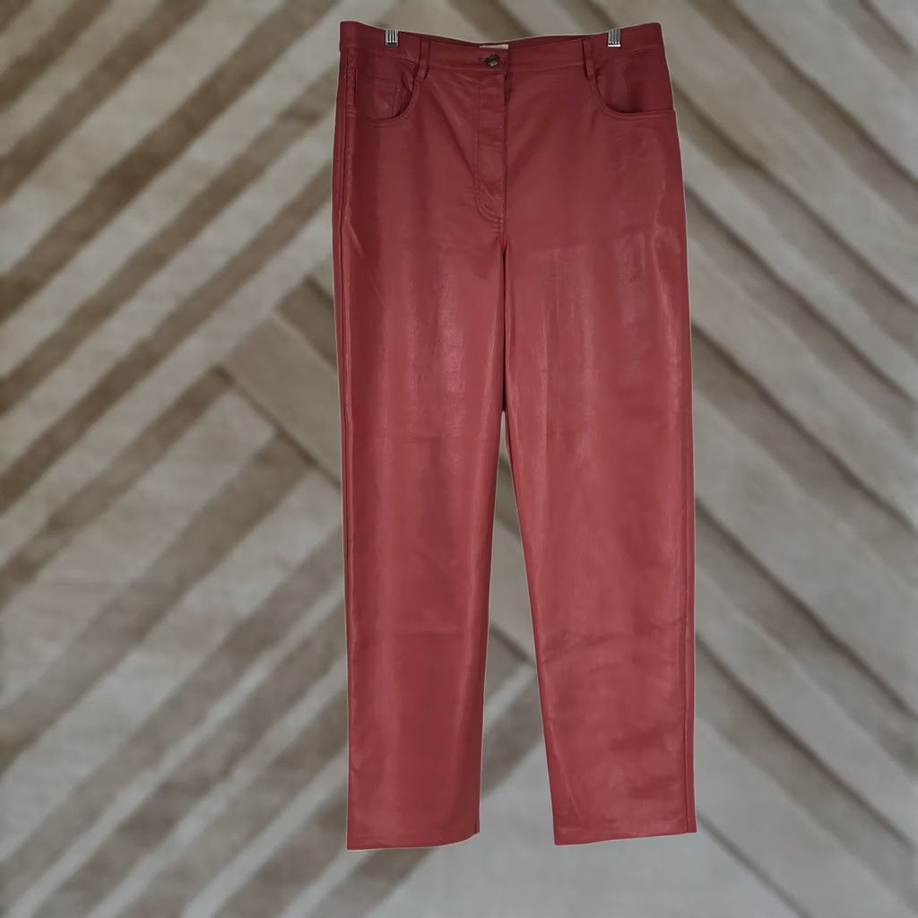 Vintage Wilfred Free Melina Pants Pink Vegan Leather High Waist Straight Leg Size 14 Size 36" / US 14 / IT 50 - 1 Thumbnail