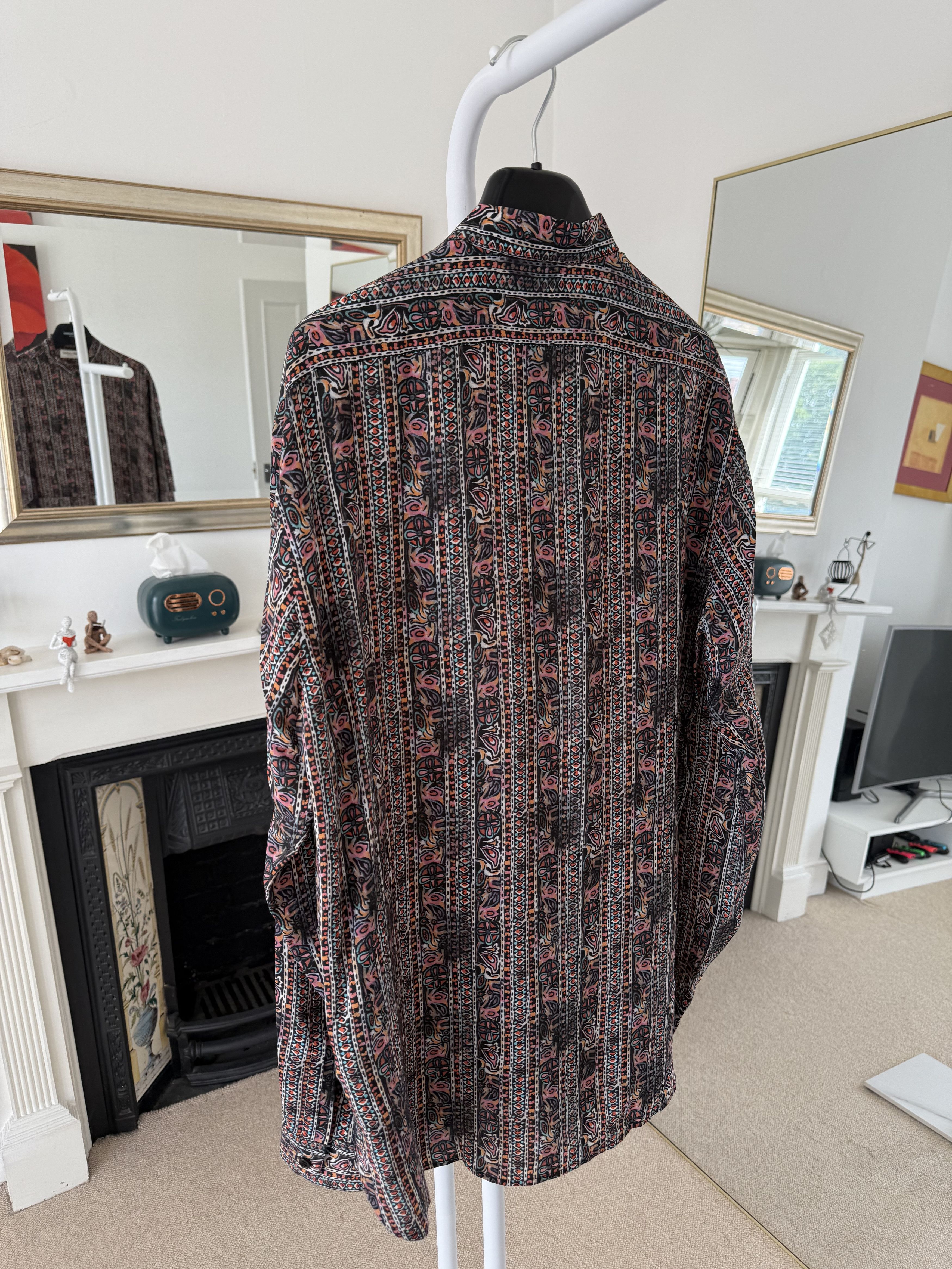 Hedi Slimane × Saint Laurent Paris Saint Laurent Silk Nehru Collar Multi Pattern Shirt Size US L / EU 52-54 / 3 - 4 Thumbnail