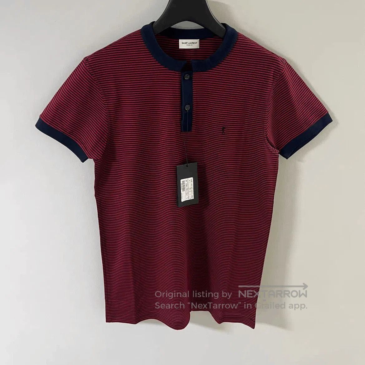 Saint Laurent Paris Saint Laurent Paris Henry Neck Red Stripe Tee. Size US S / EU 44-46 / 1 - 1 Thumbnail