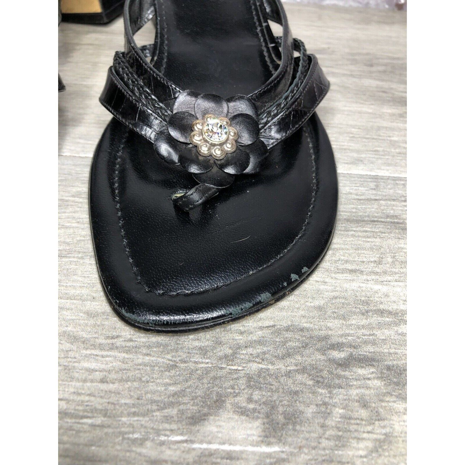 Brighton Brighton Kylie Black Leather Heart Heel Sandals Women’s Sz 9 Size US 9.5 / IT 39.5 - 16 Thumbnail