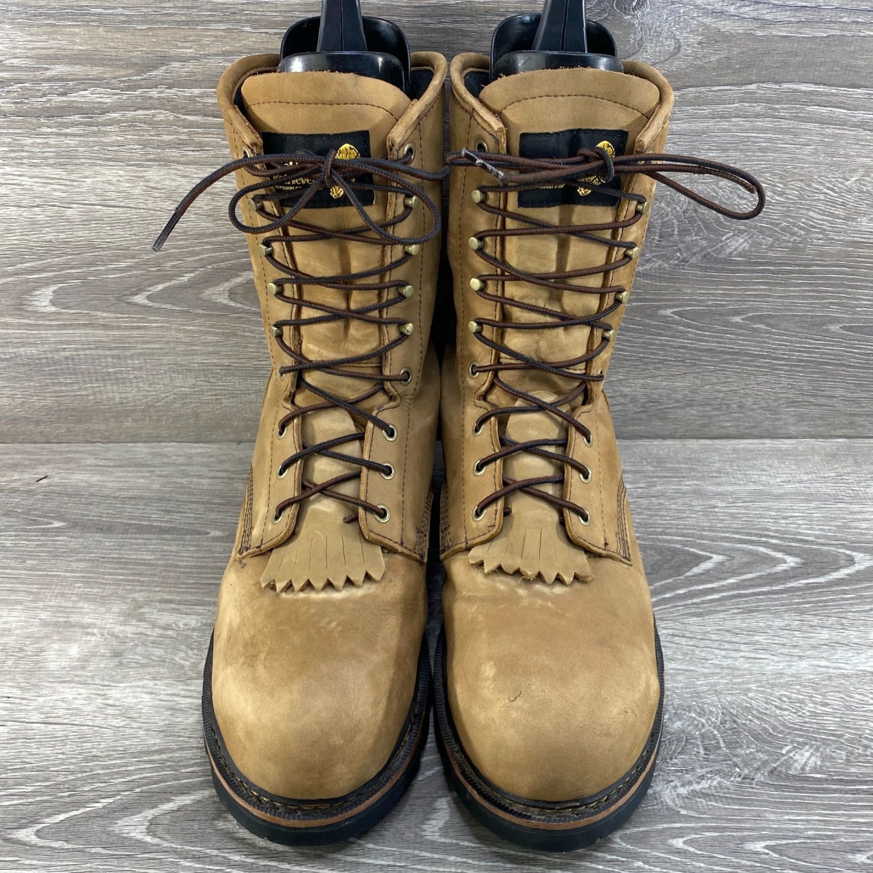 Vintage VINTAGE Golden Retriever Logger Boots Mens 12W Brown Leather Waterproof Composite Toe Shoes Workwear - Thinsulate Ultra Insulation - Vibram Sole Mens Size US 12 / EU 45 - 3 Thumbnail